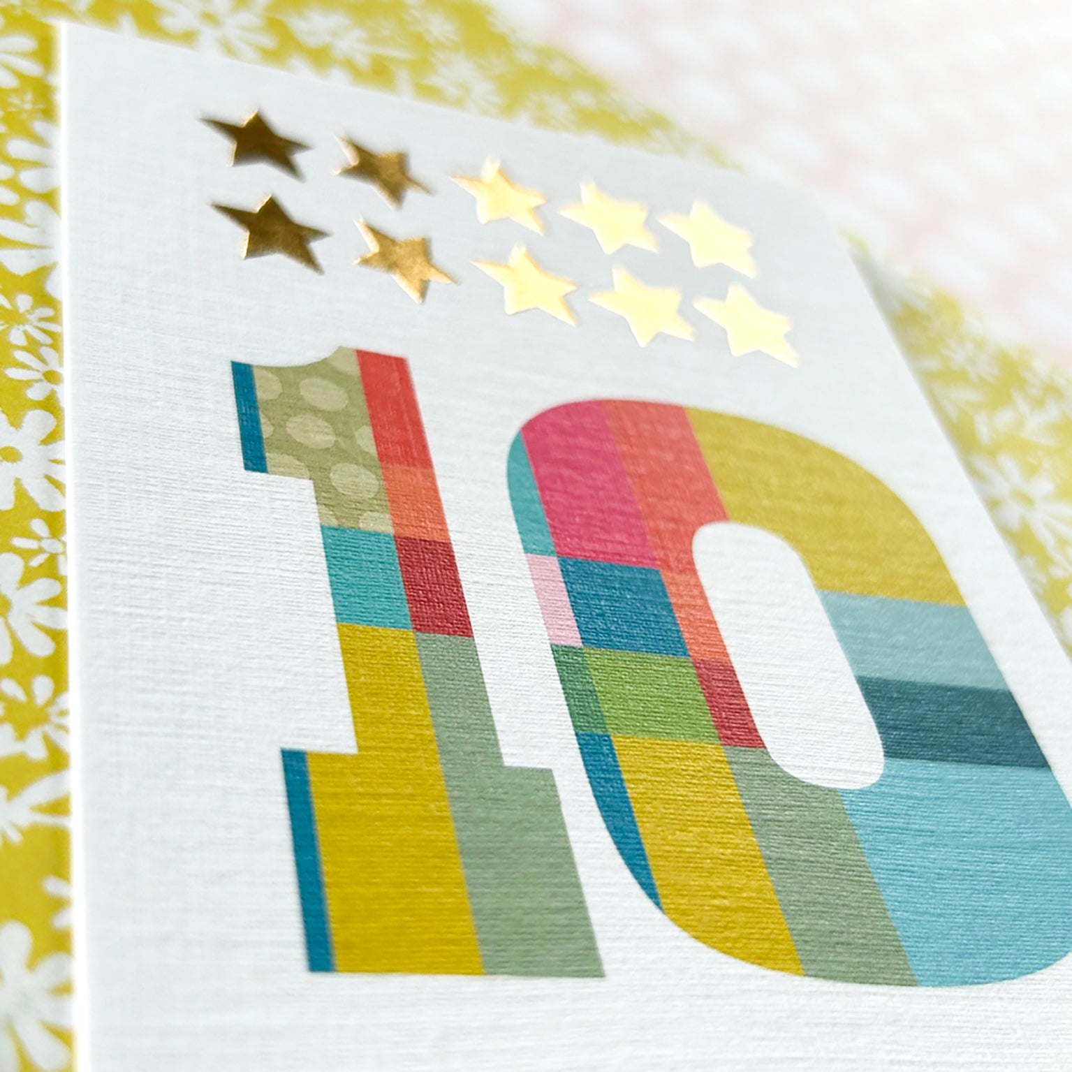 mini gold star number ten card