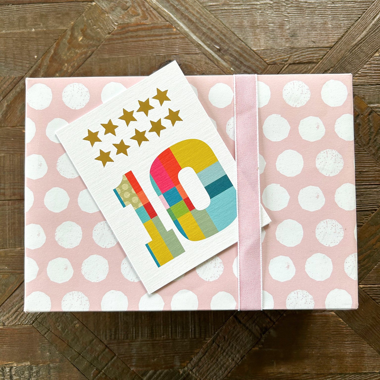 mini gold star number ten card