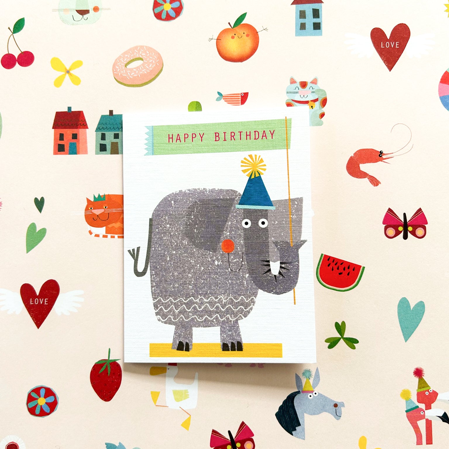 mini elephant happy birthday card