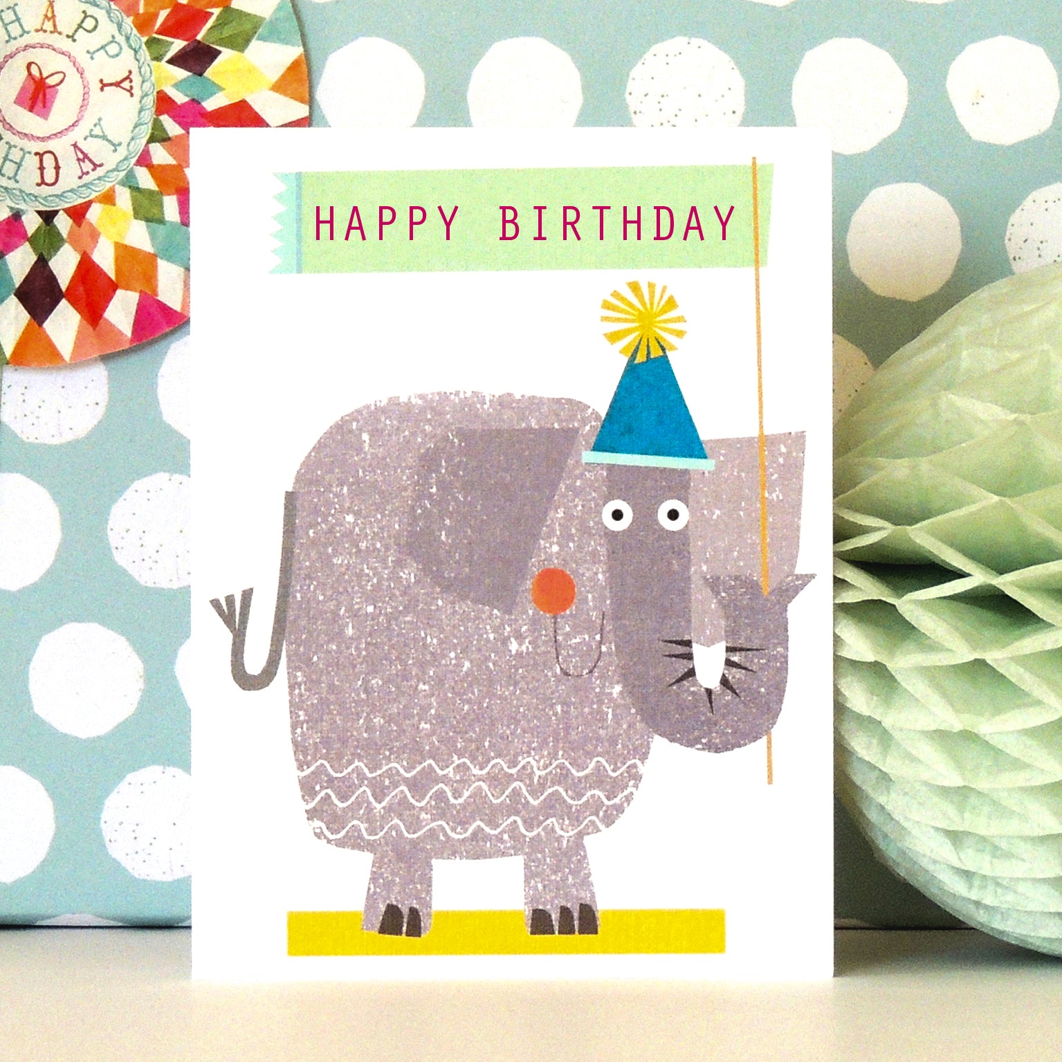 mini elephant happy birthday card