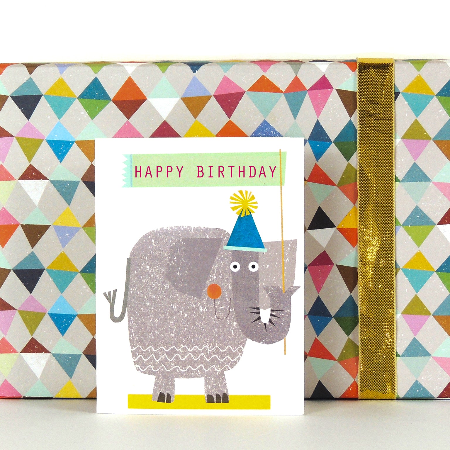 mini elephant happy birthday card