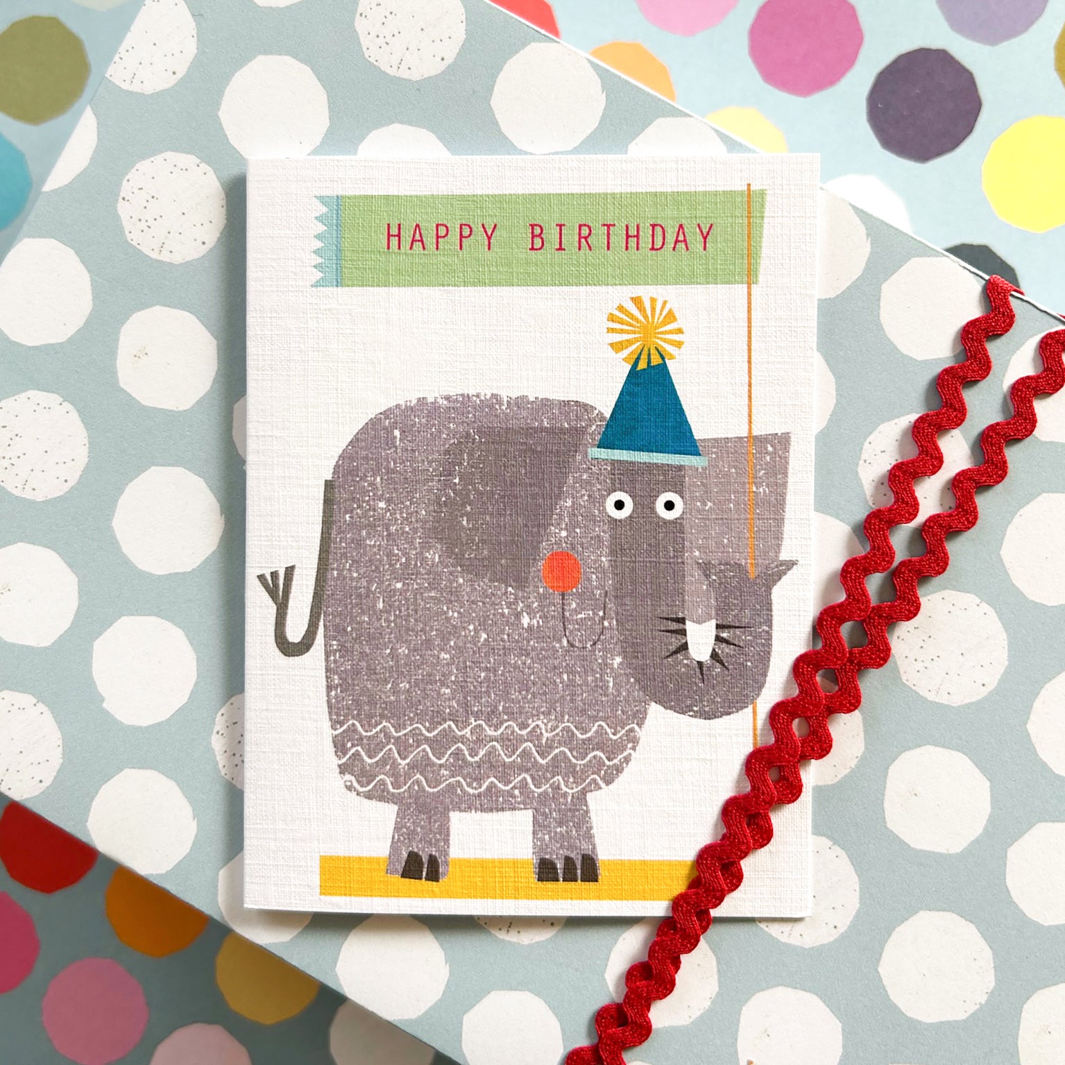 mini elephant happy birthday card