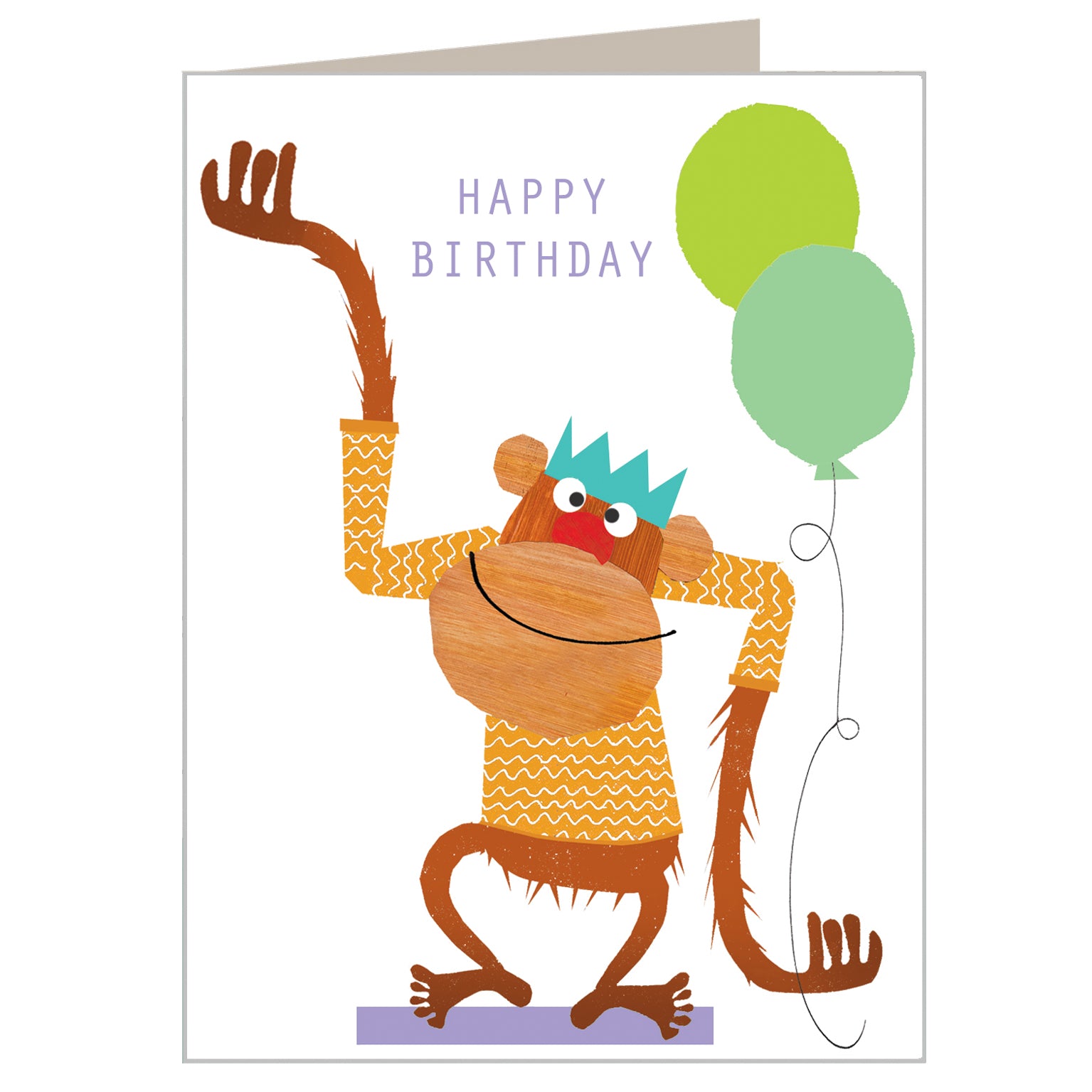 mini monkey happy birthday card