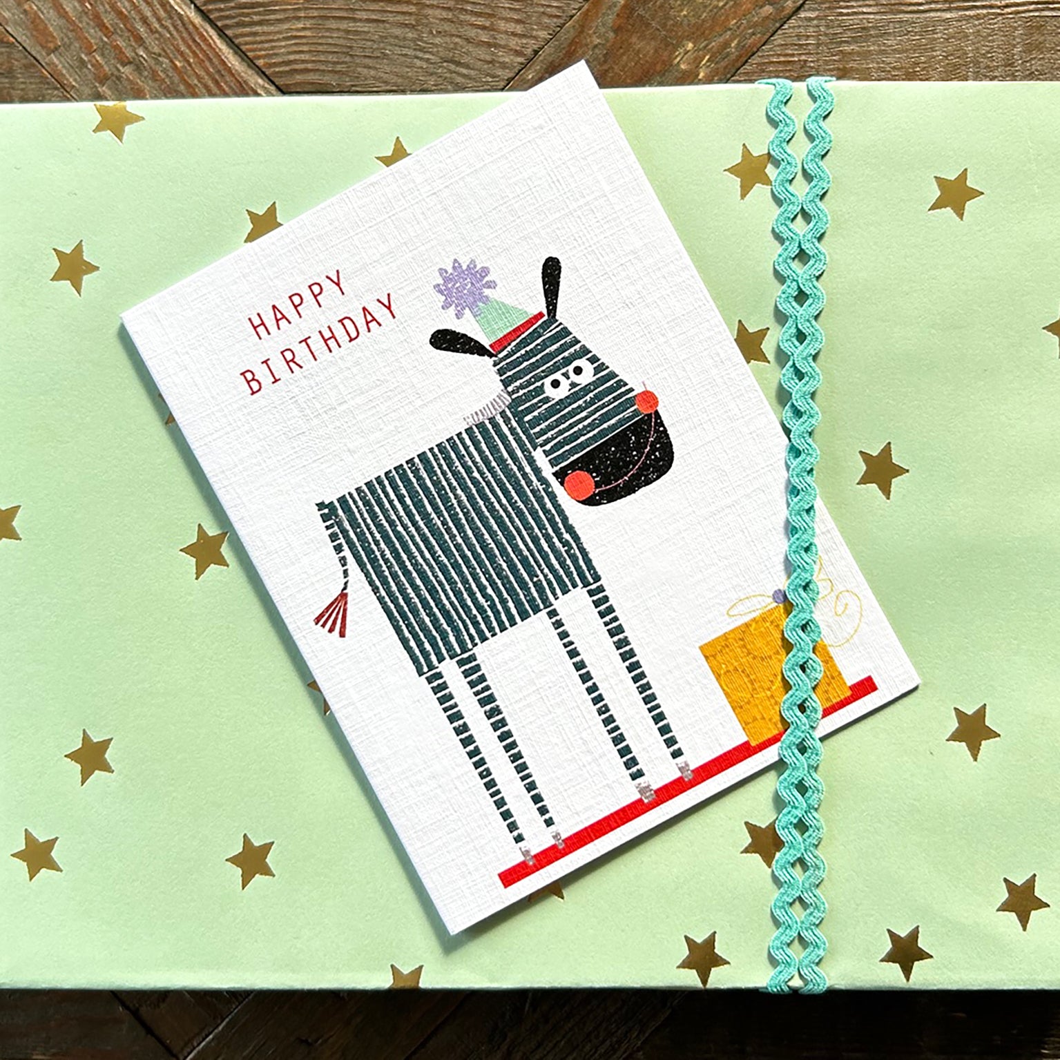 mini zebra happy birthday card