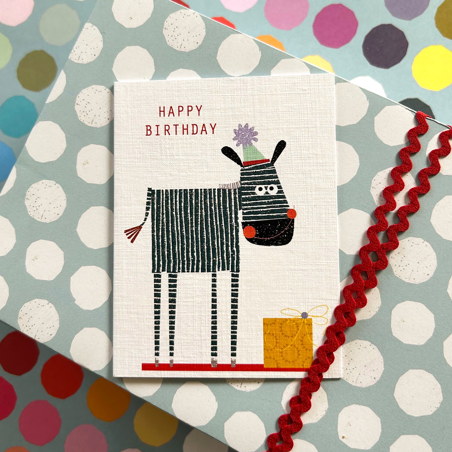 mini zebra happy birthday card