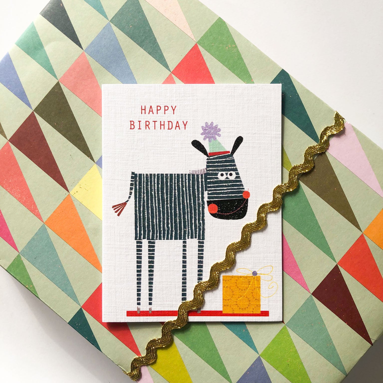 mini zebra happy birthday card