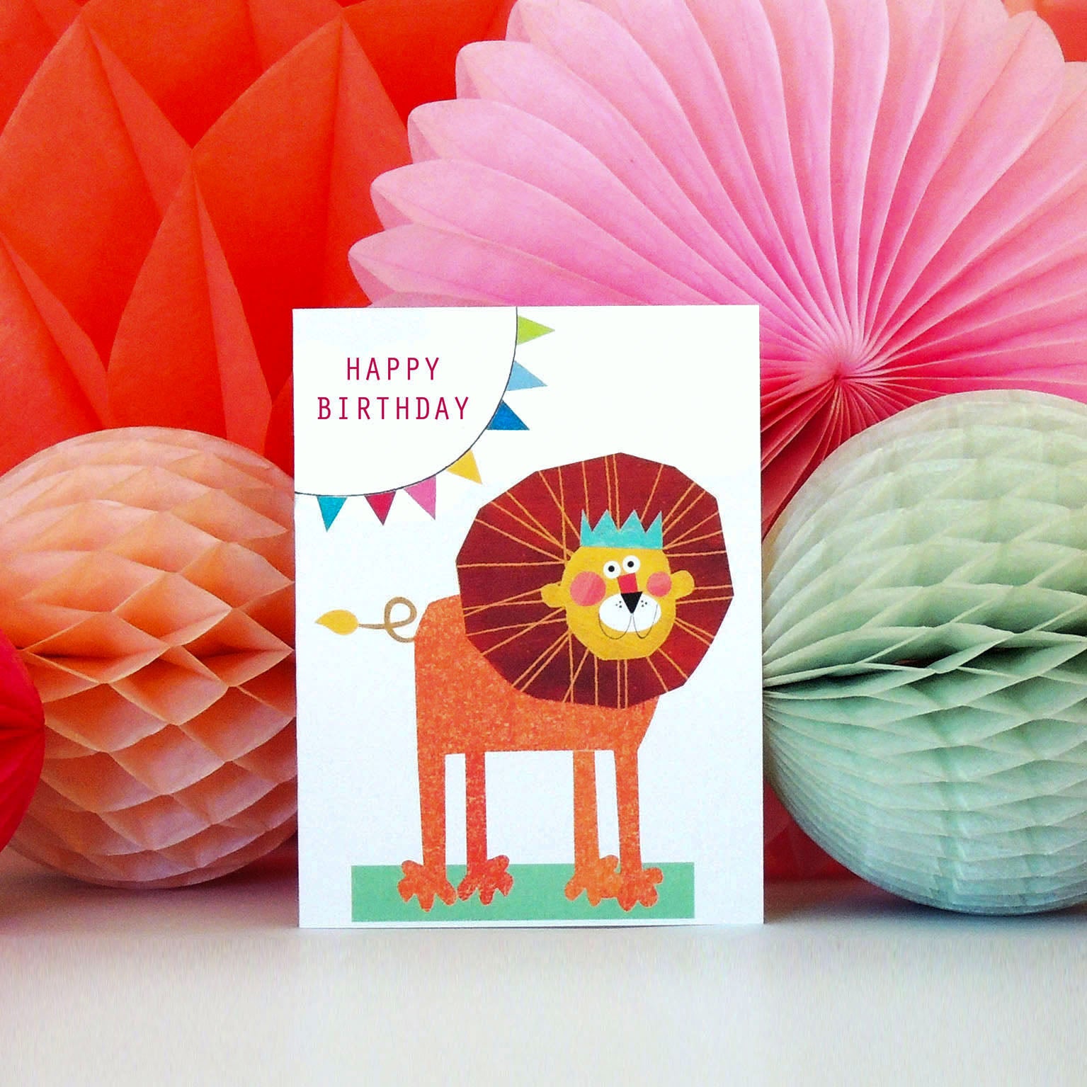 mini  lion happy birthday card