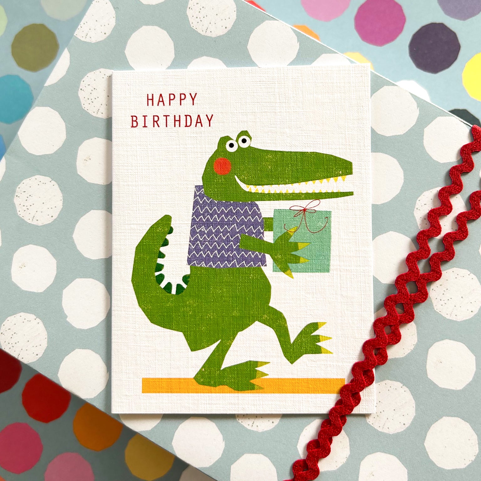 mini  crocodile happy birthday card