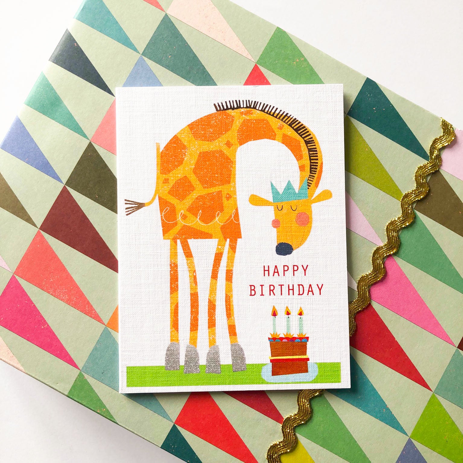 mini  giraffe happy birthday card