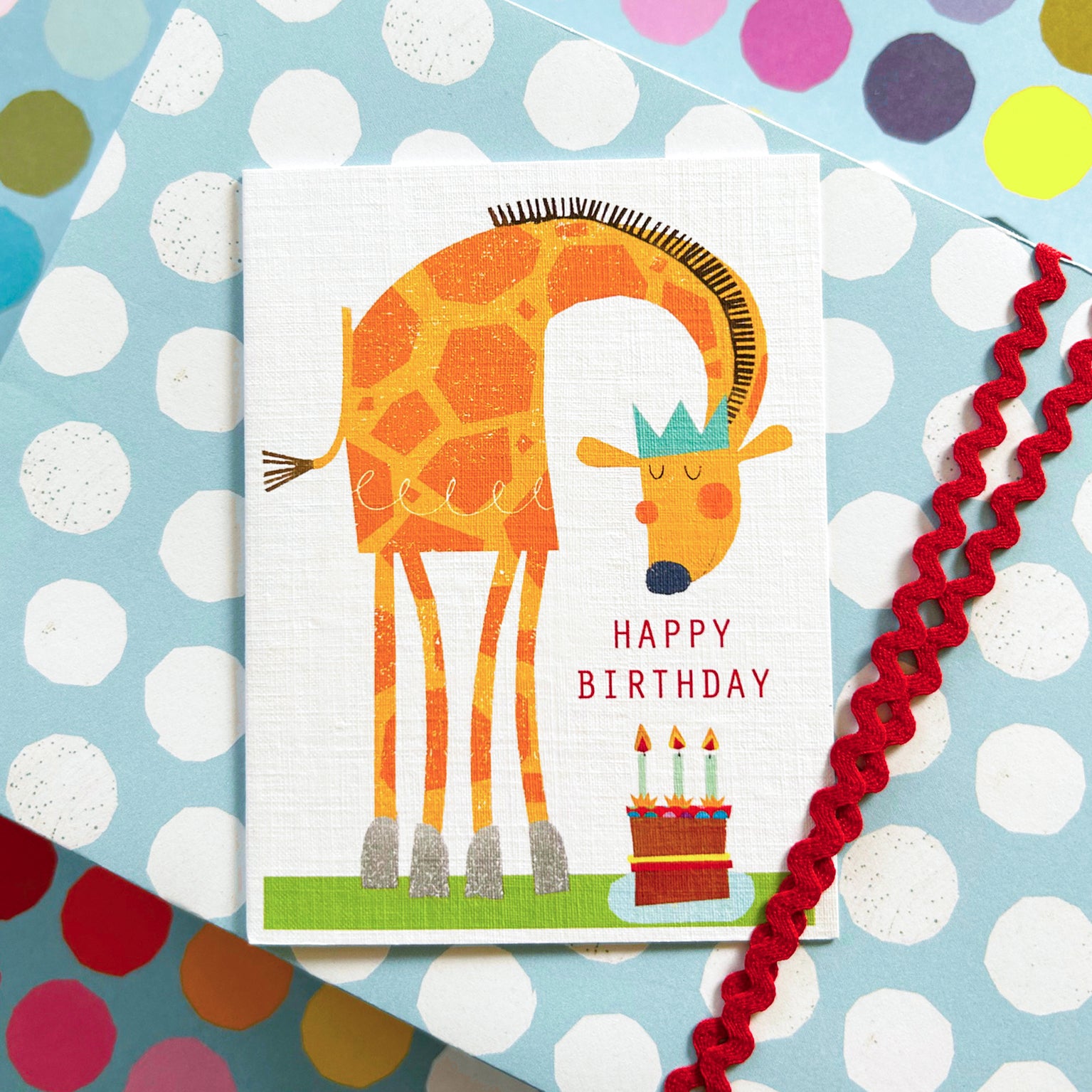 mini  giraffe happy birthday card