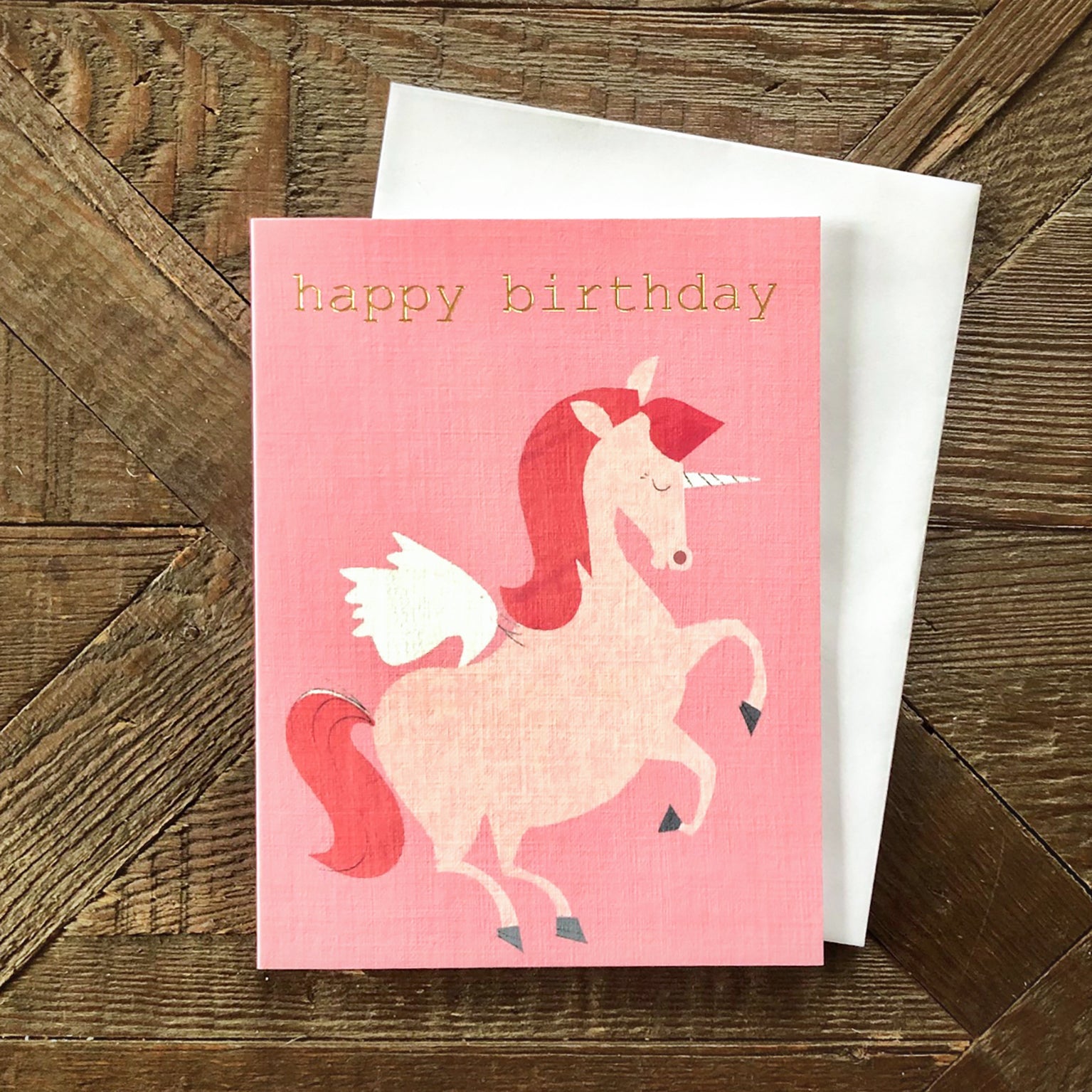 mini gold foiled unicorn birthday card