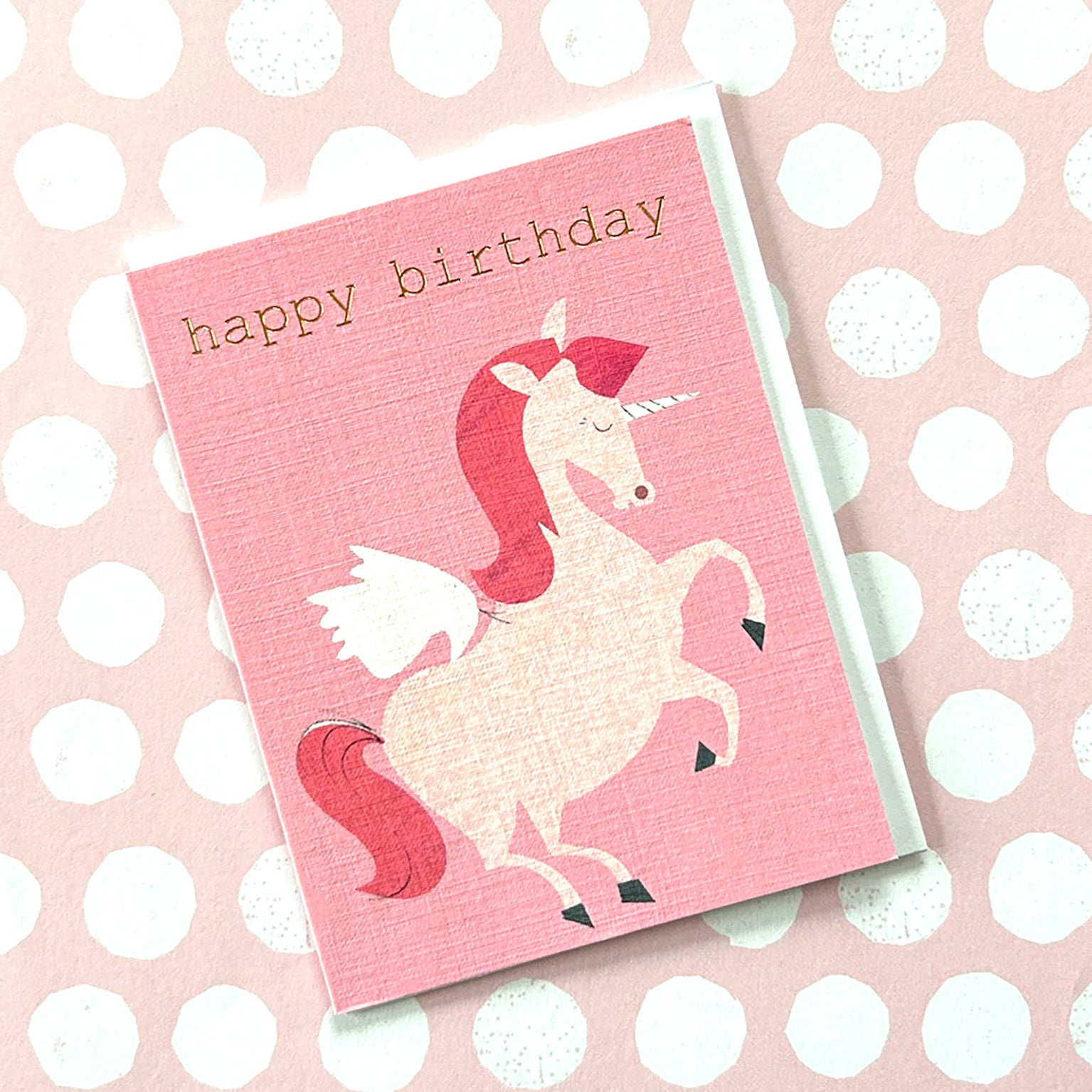 mini gold foiled unicorn birthday card