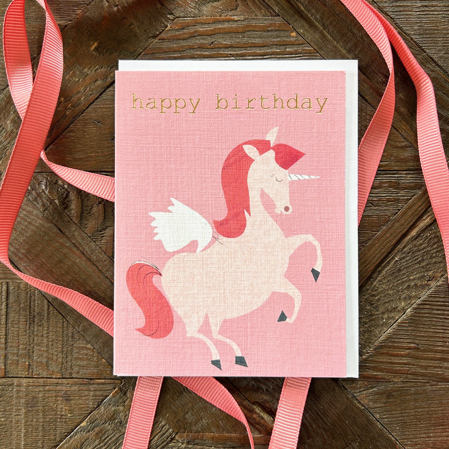 mini gold foiled unicorn birthday card