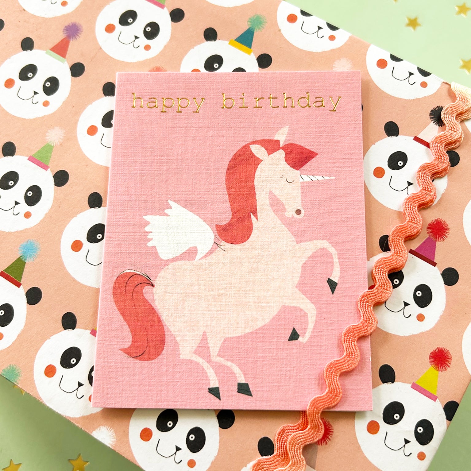 mini gold foiled unicorn birthday card