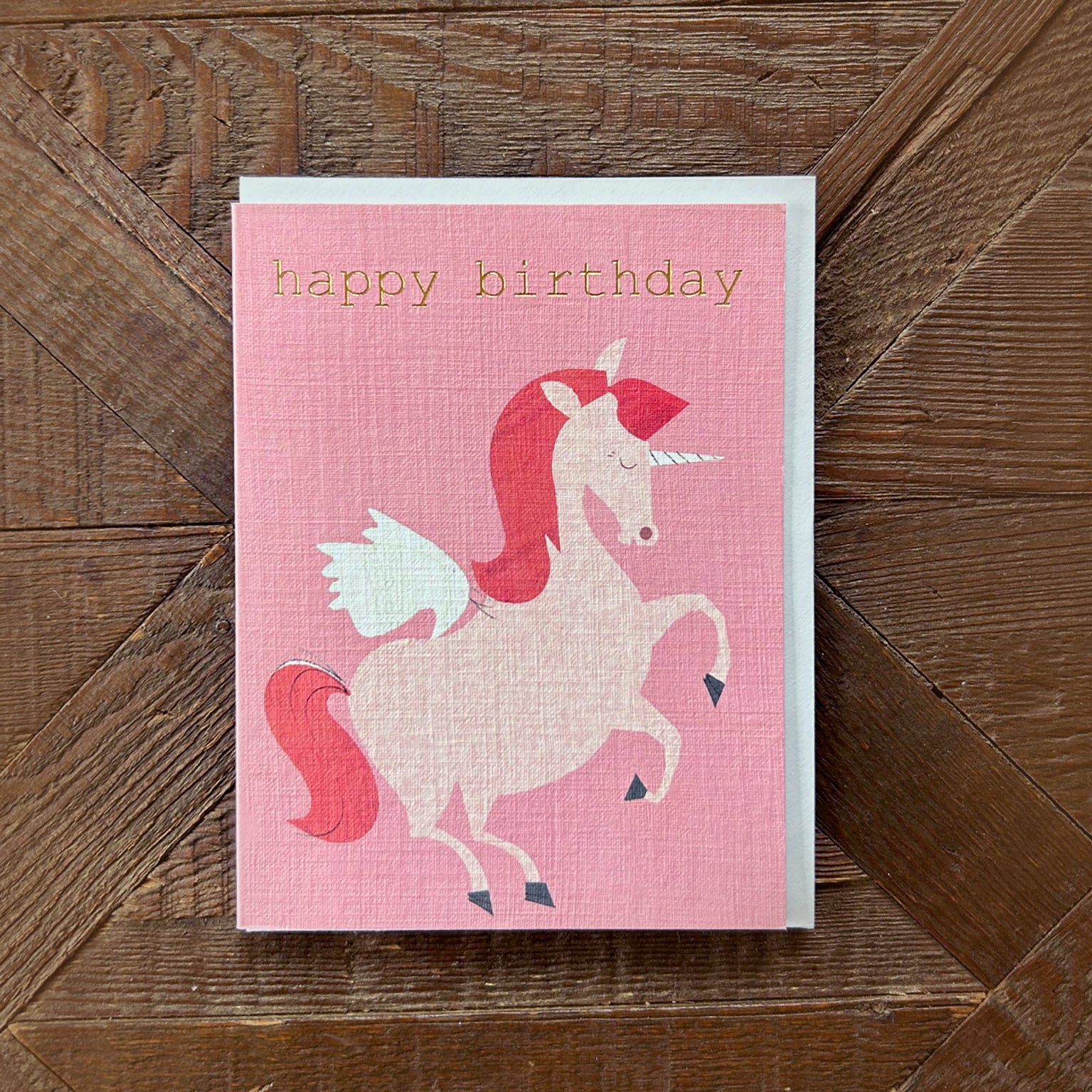 mini gold foiled unicorn birthday card