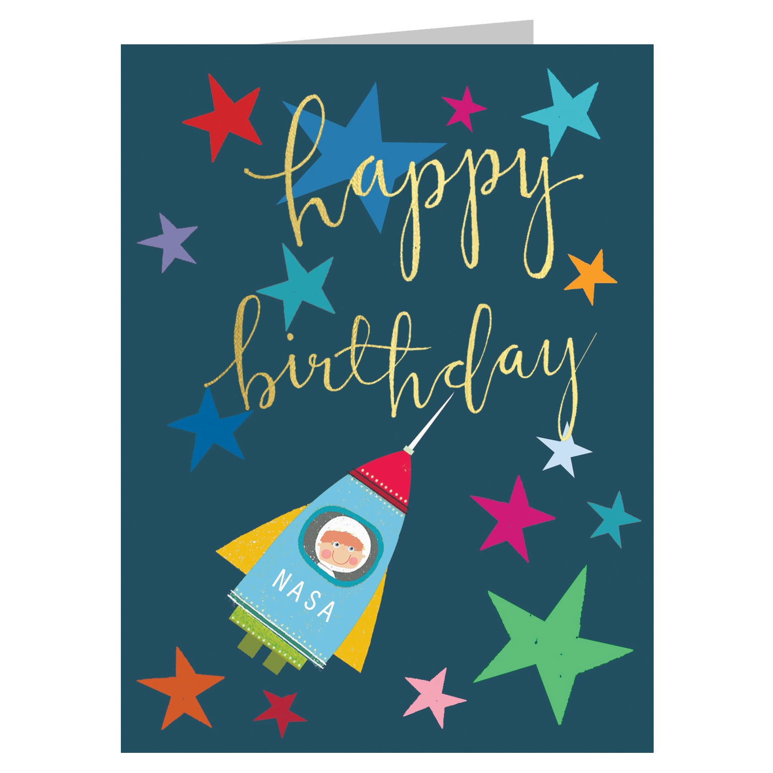 mini gold foiled space birthday card