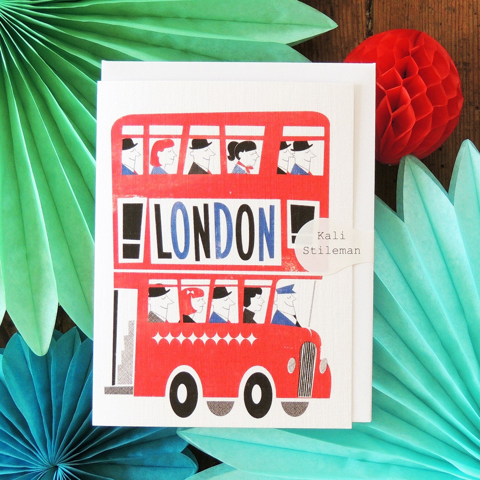 mini london bus greetings card