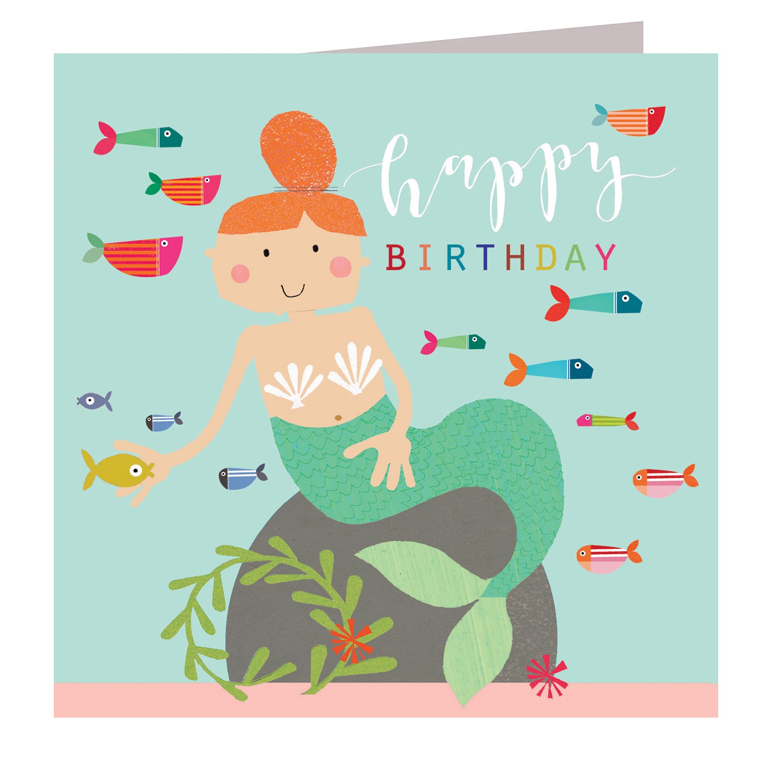 LS03 mermaid happy birthday card