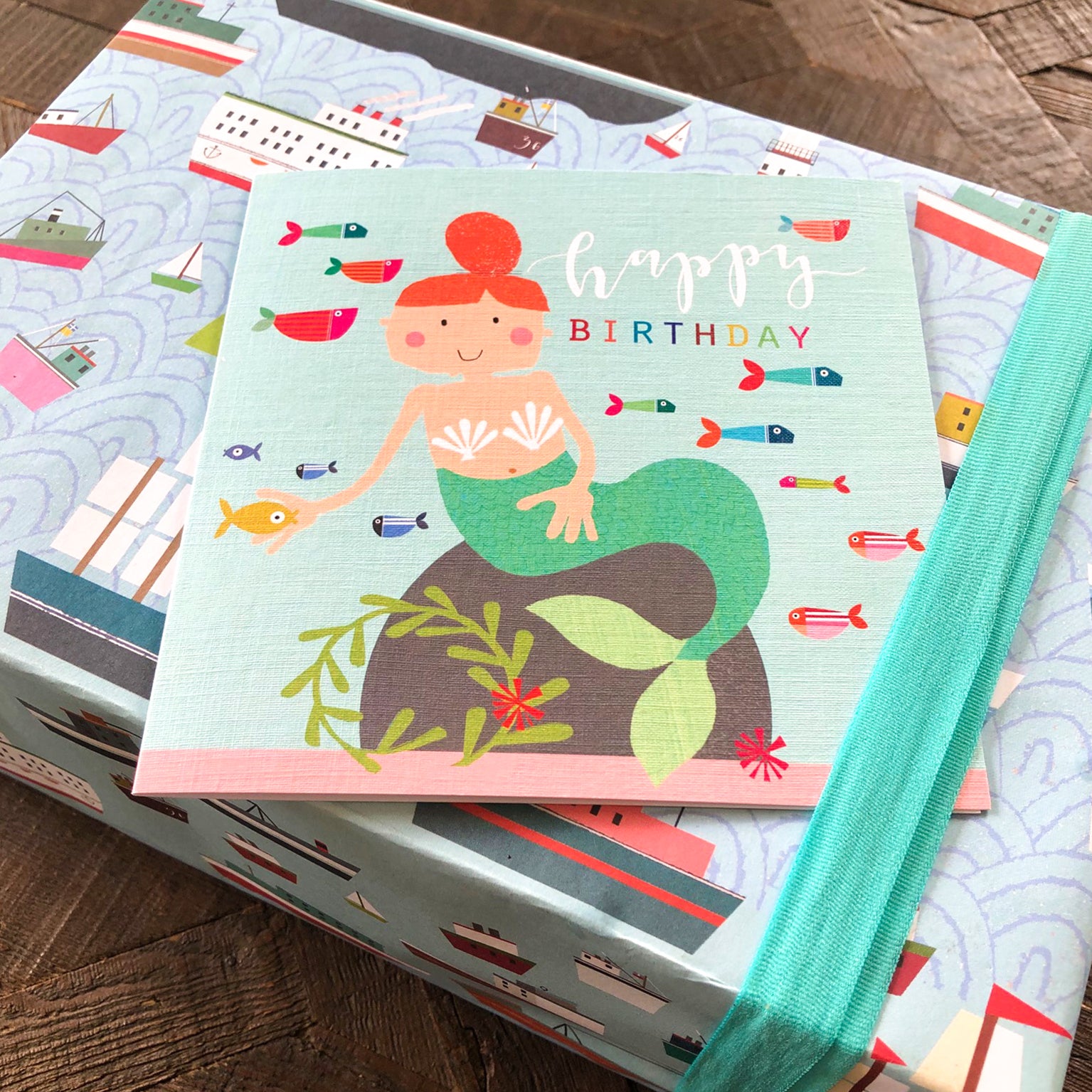 LS03 mermaid happy birthday card