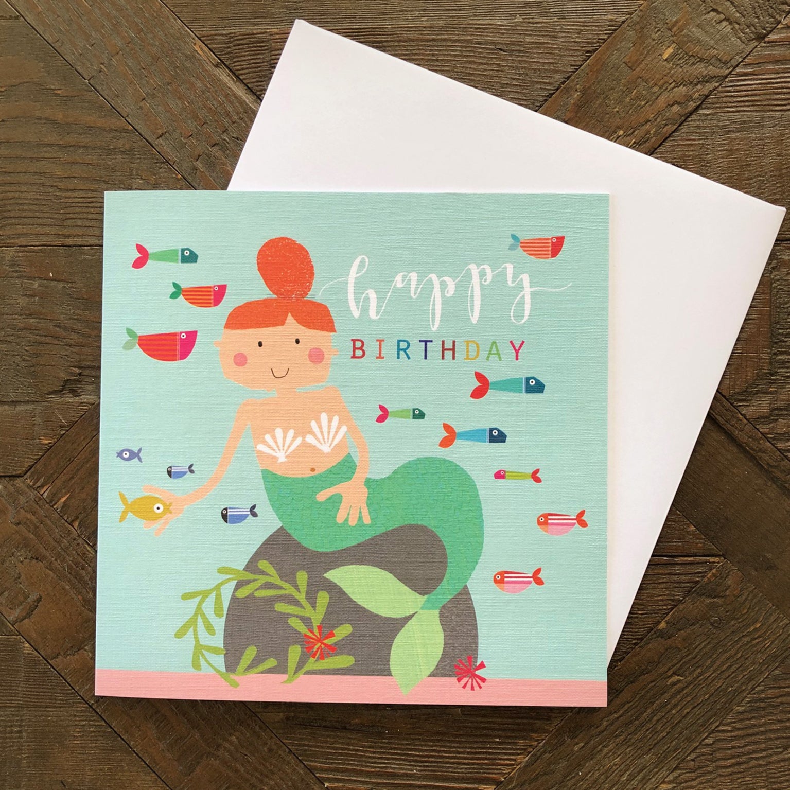 LS03 mermaid happy birthday card