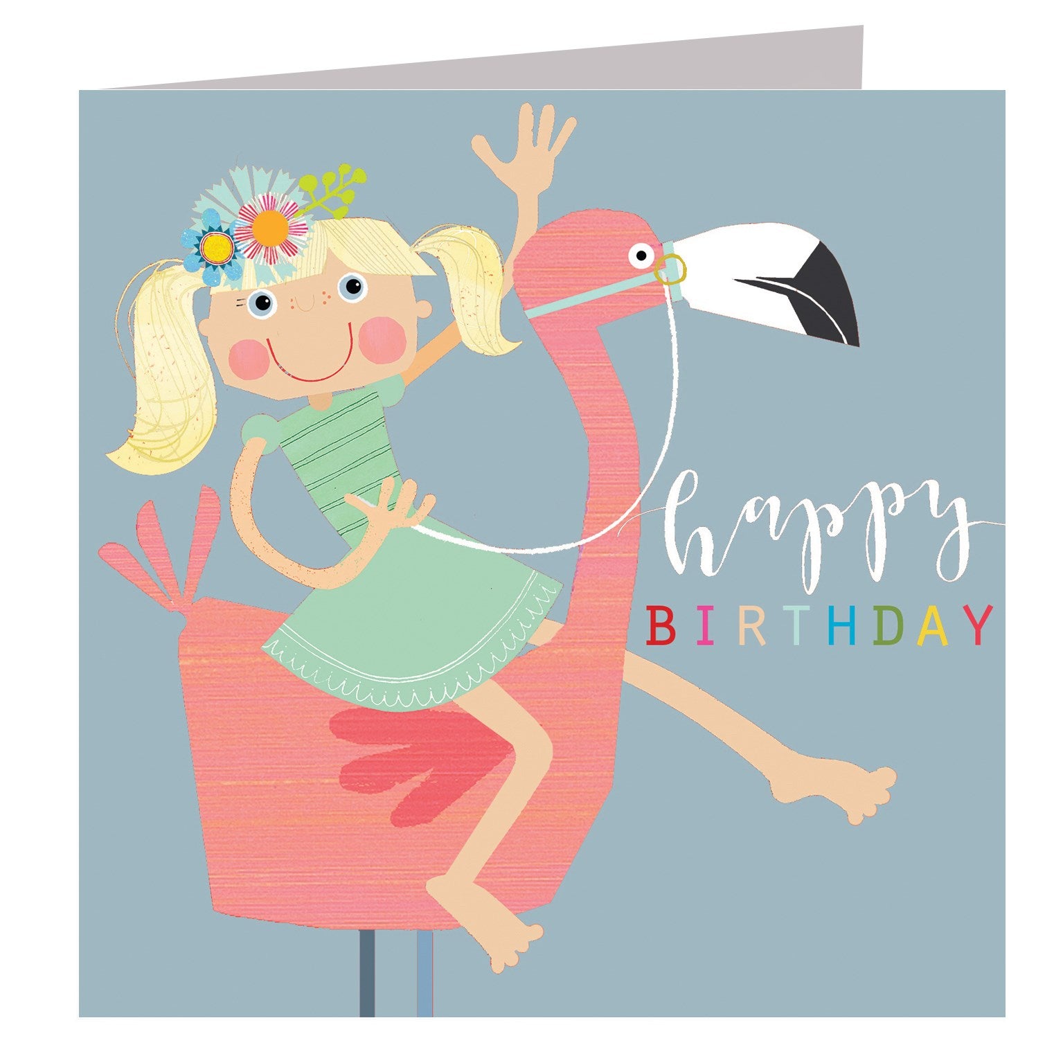 LS04 glittery flamingo birthday card