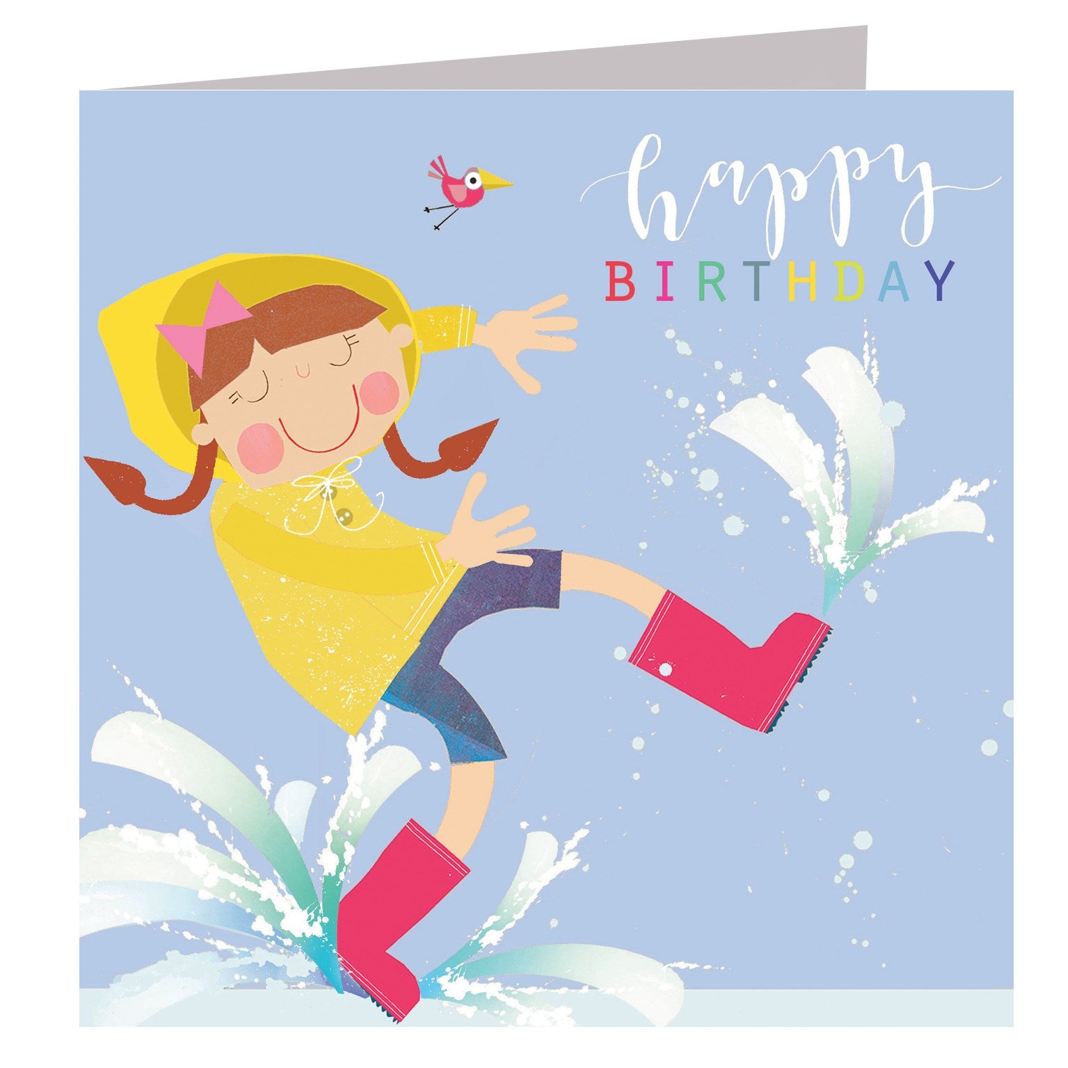 LS06 glittery puddle jumping birthday card