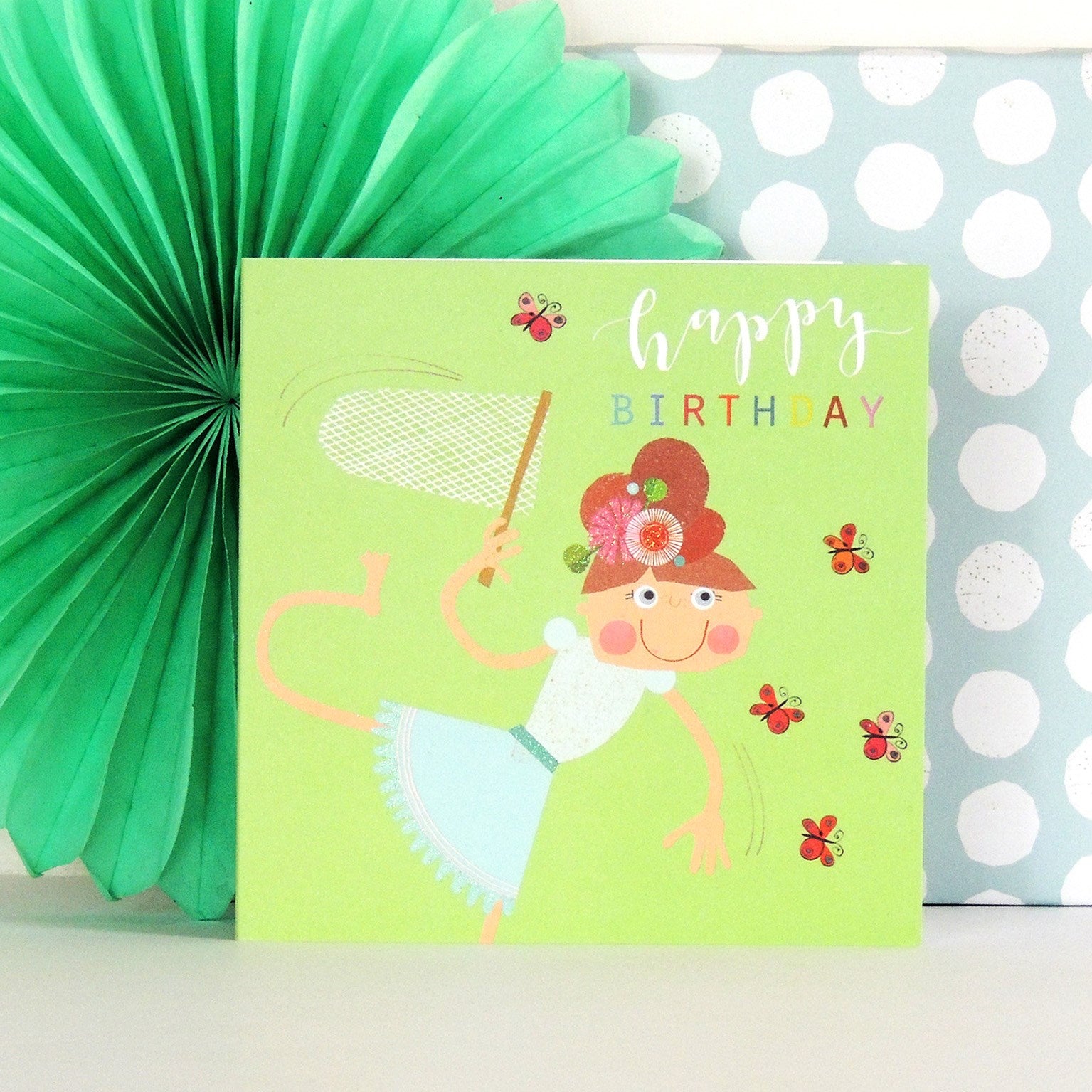 LS08 glittery butterfly birthday card