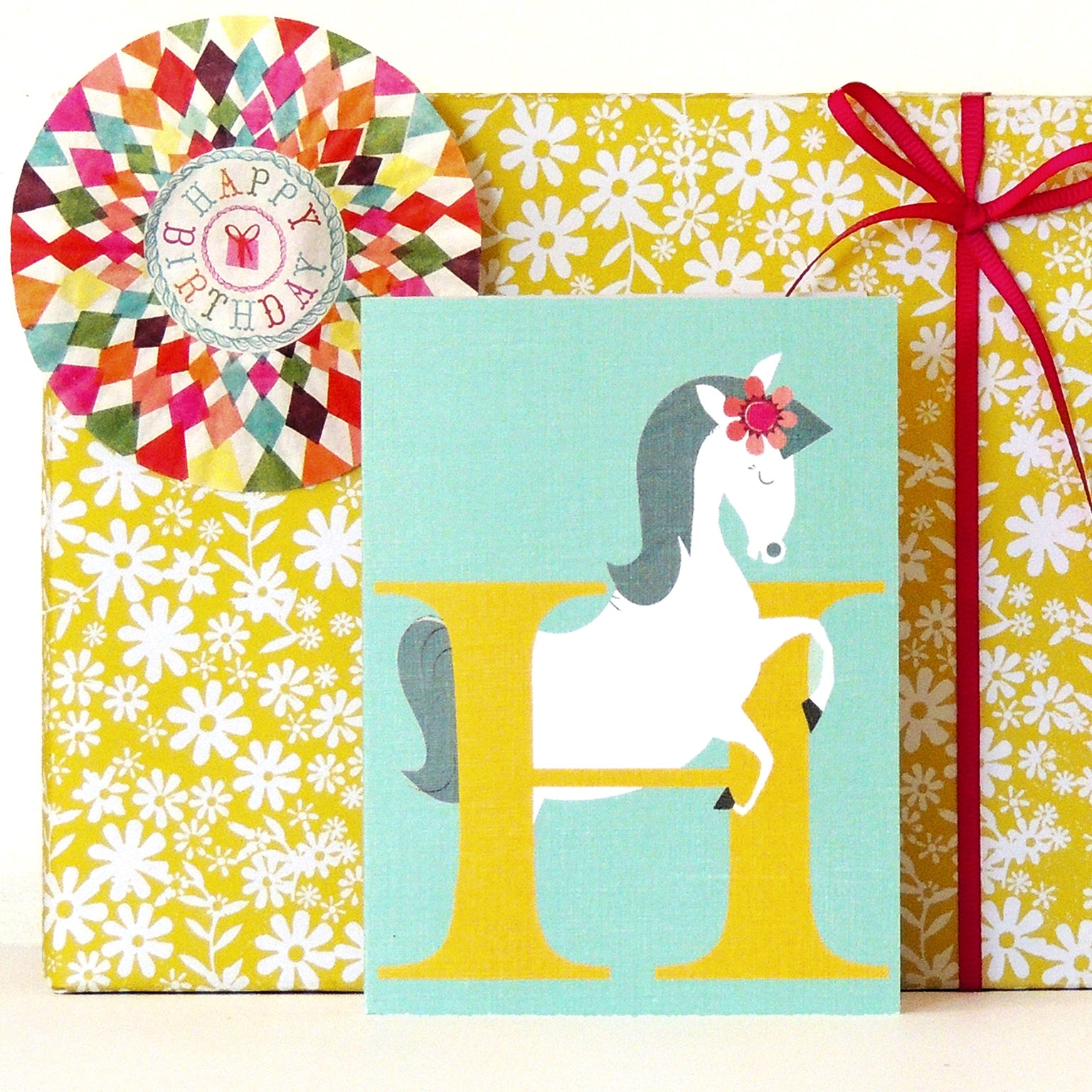 mini H for horse card