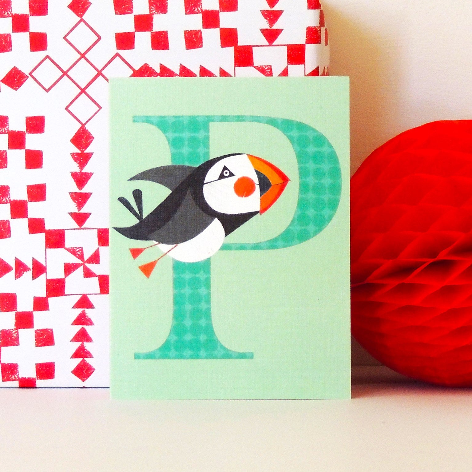 mini P for puffin card