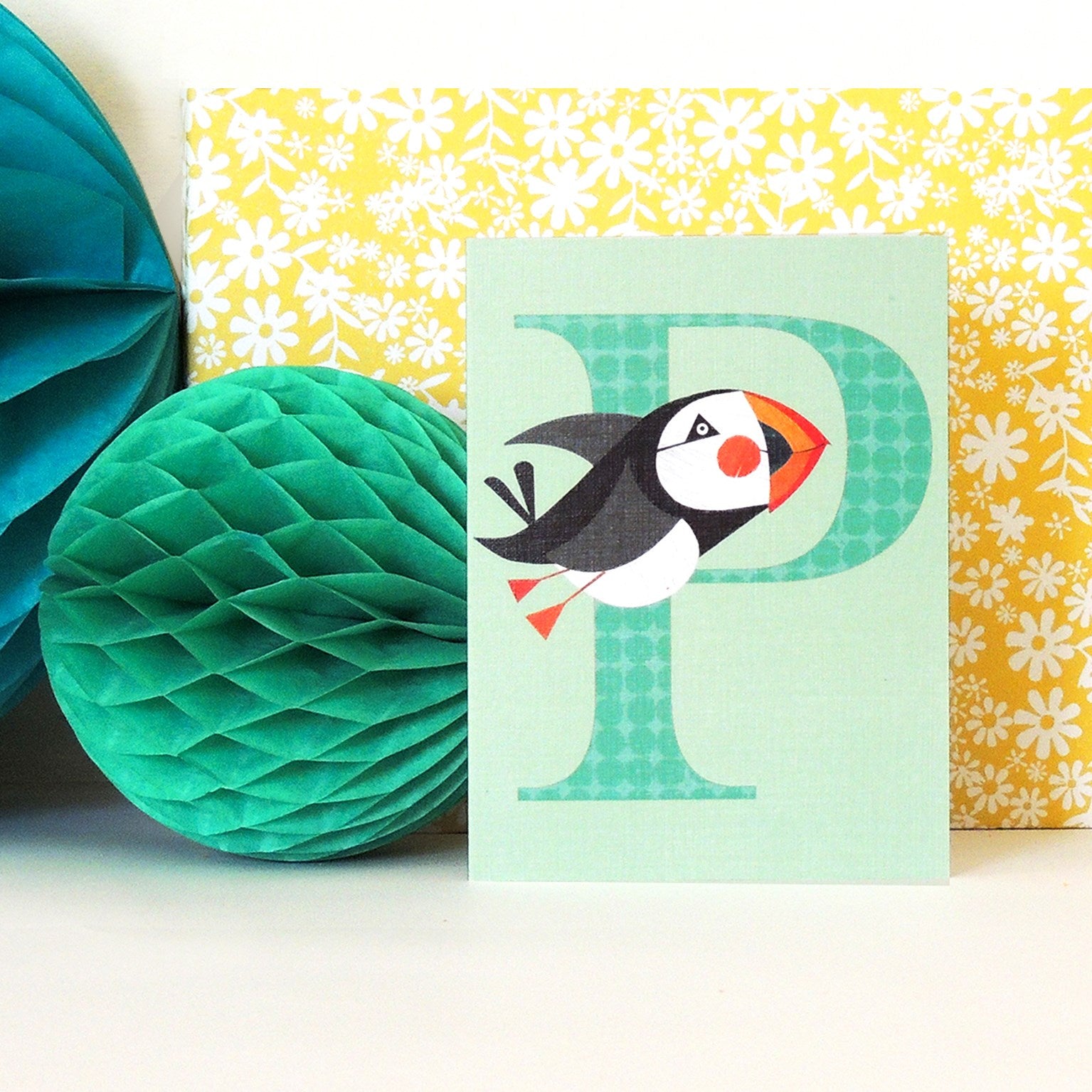 mini P for puffin card