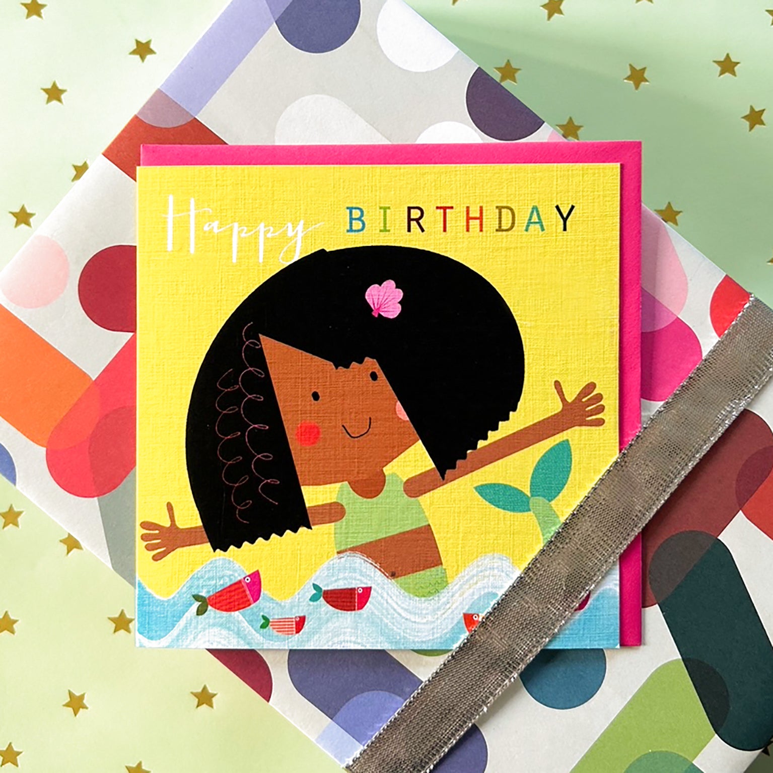 MC09 mermaid girl birthday card