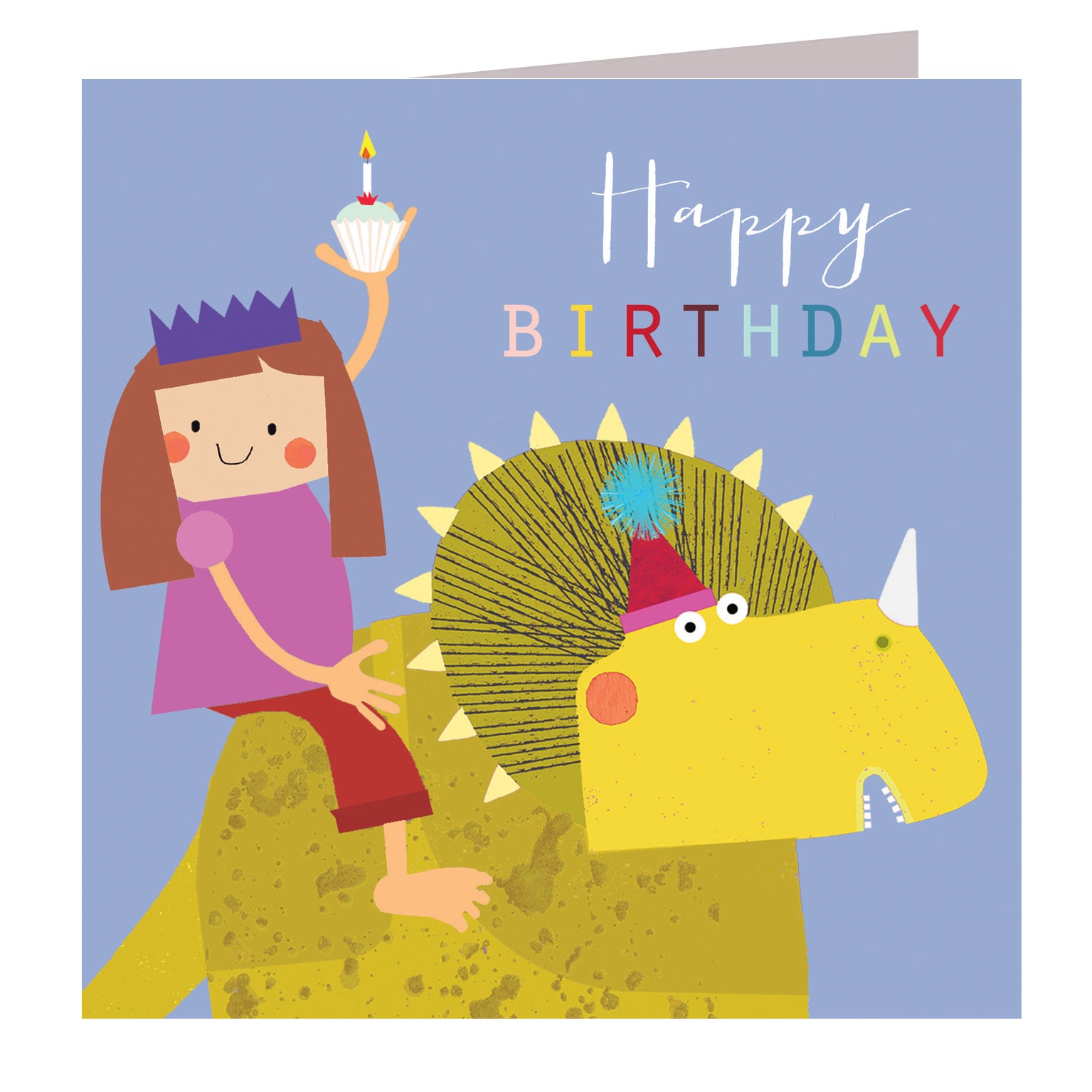 MC23 girl on a dinosaur birthday card