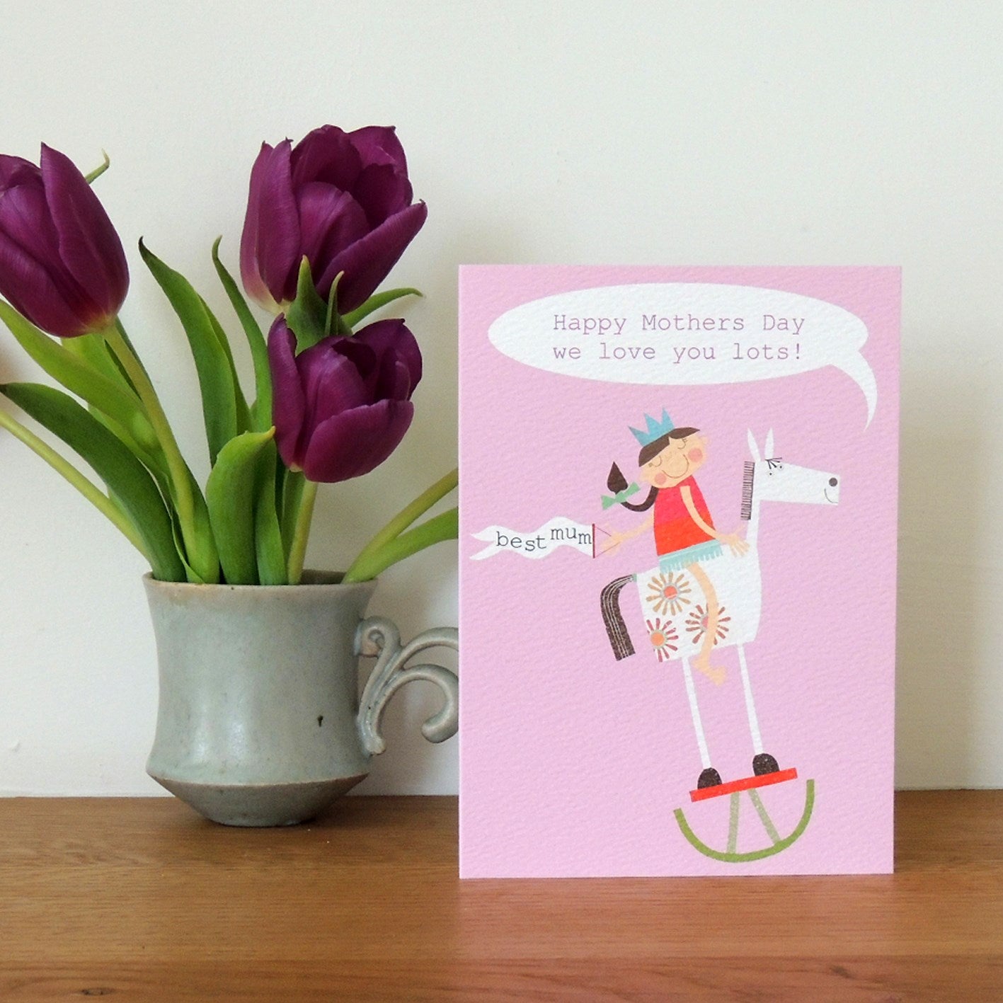 personalised best mum rocking horse card