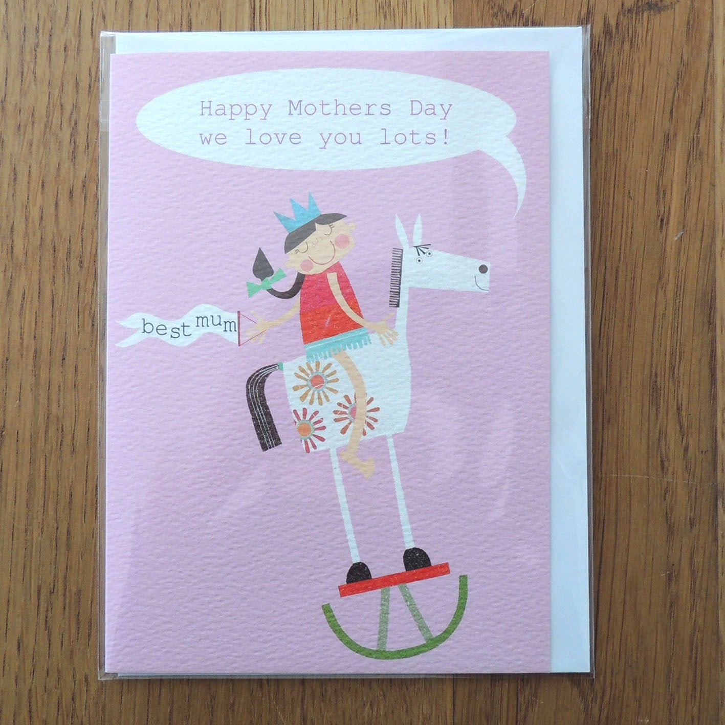 personalised best mum rocking horse card