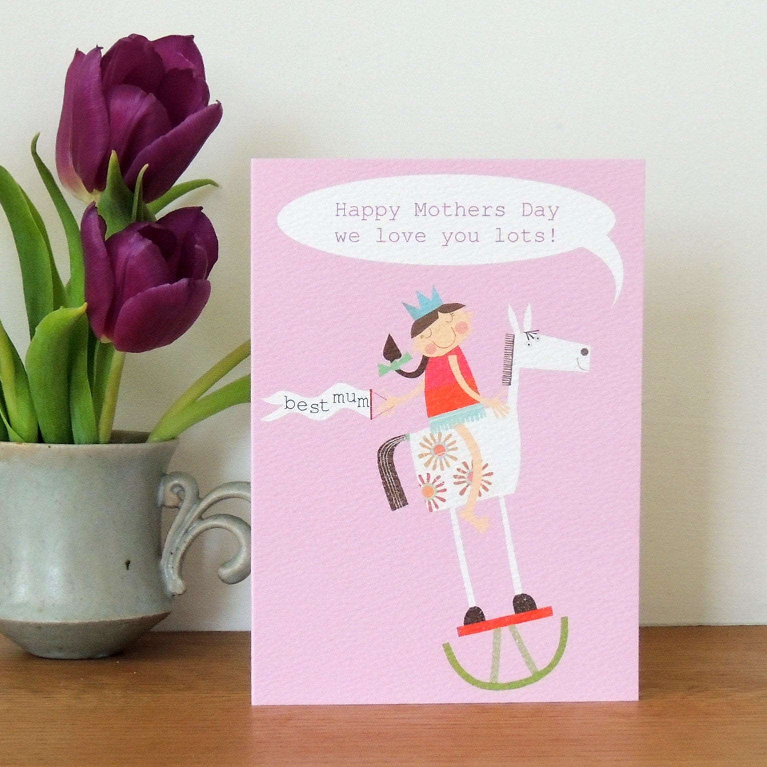 personalised best mum rocking horse card