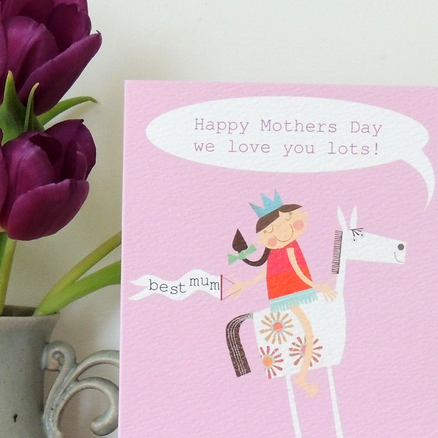 personalised best mum rocking horse card