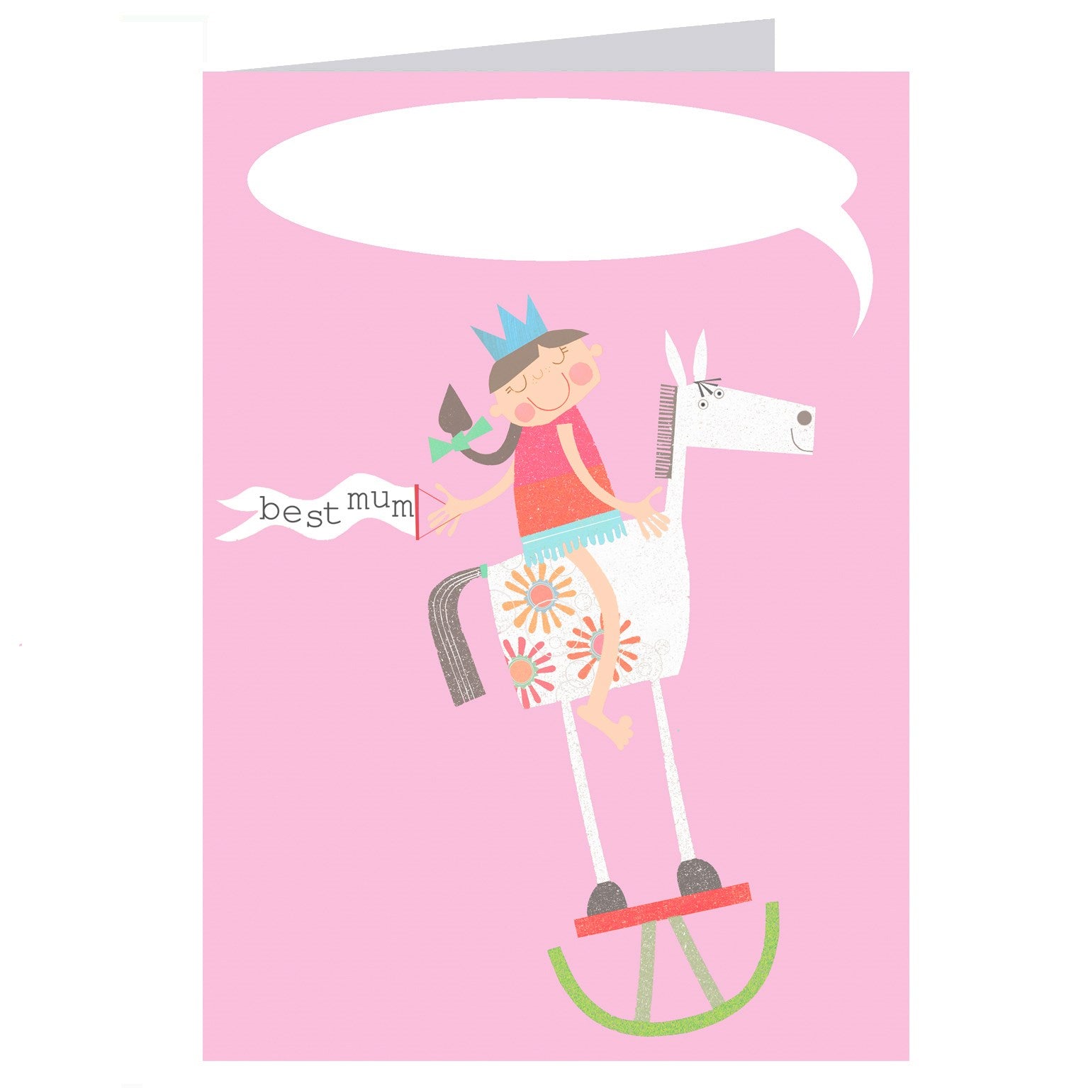 personalised best mum rocking horse card