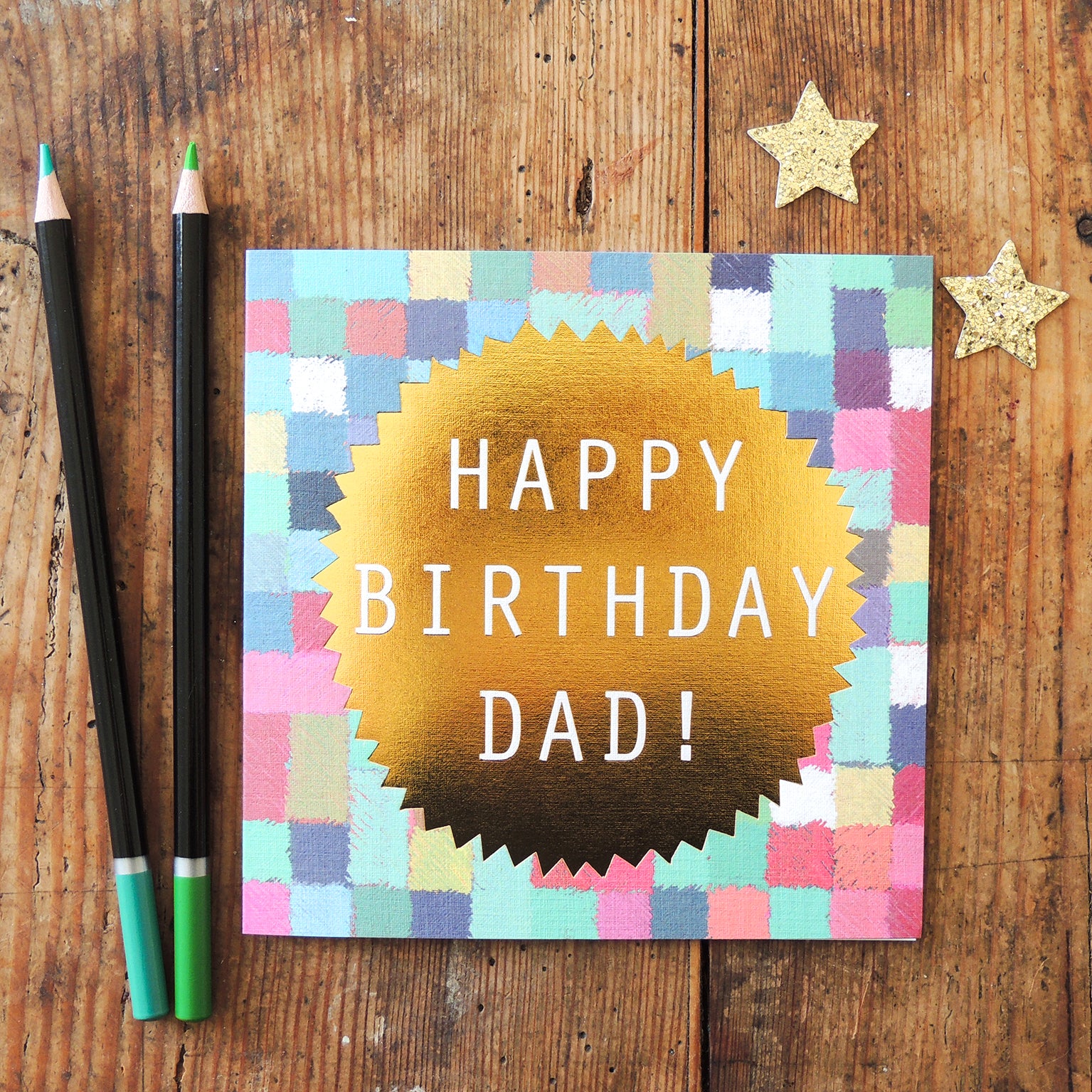 MLC04 gold foiled happy birthday dad! card