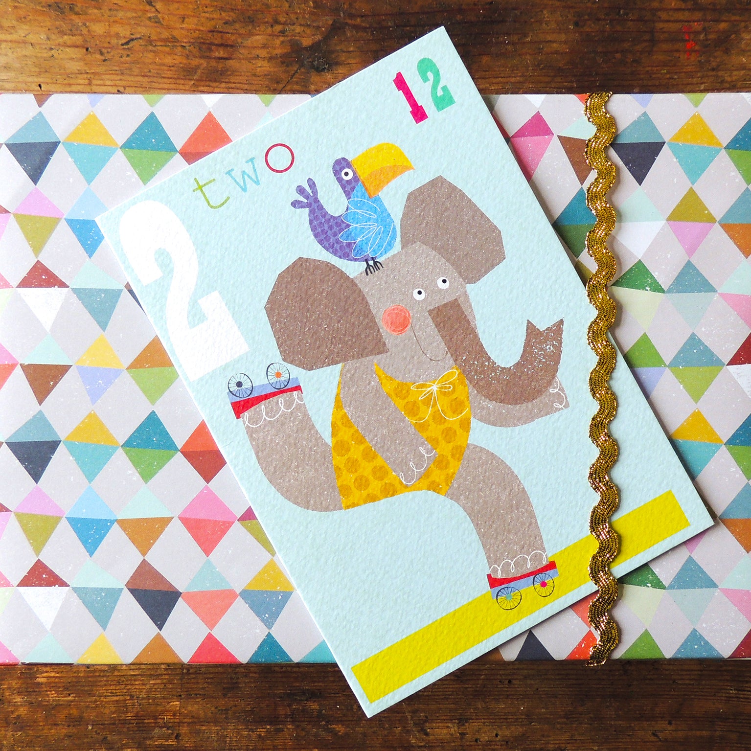 MM02 two rollerskaters 2nd birthday card