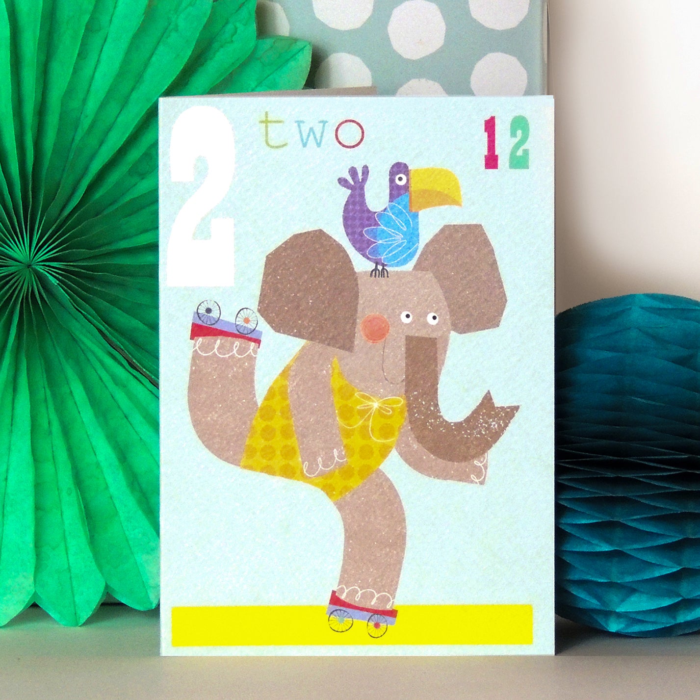 MM02 two rollerskaters 2nd birthday card