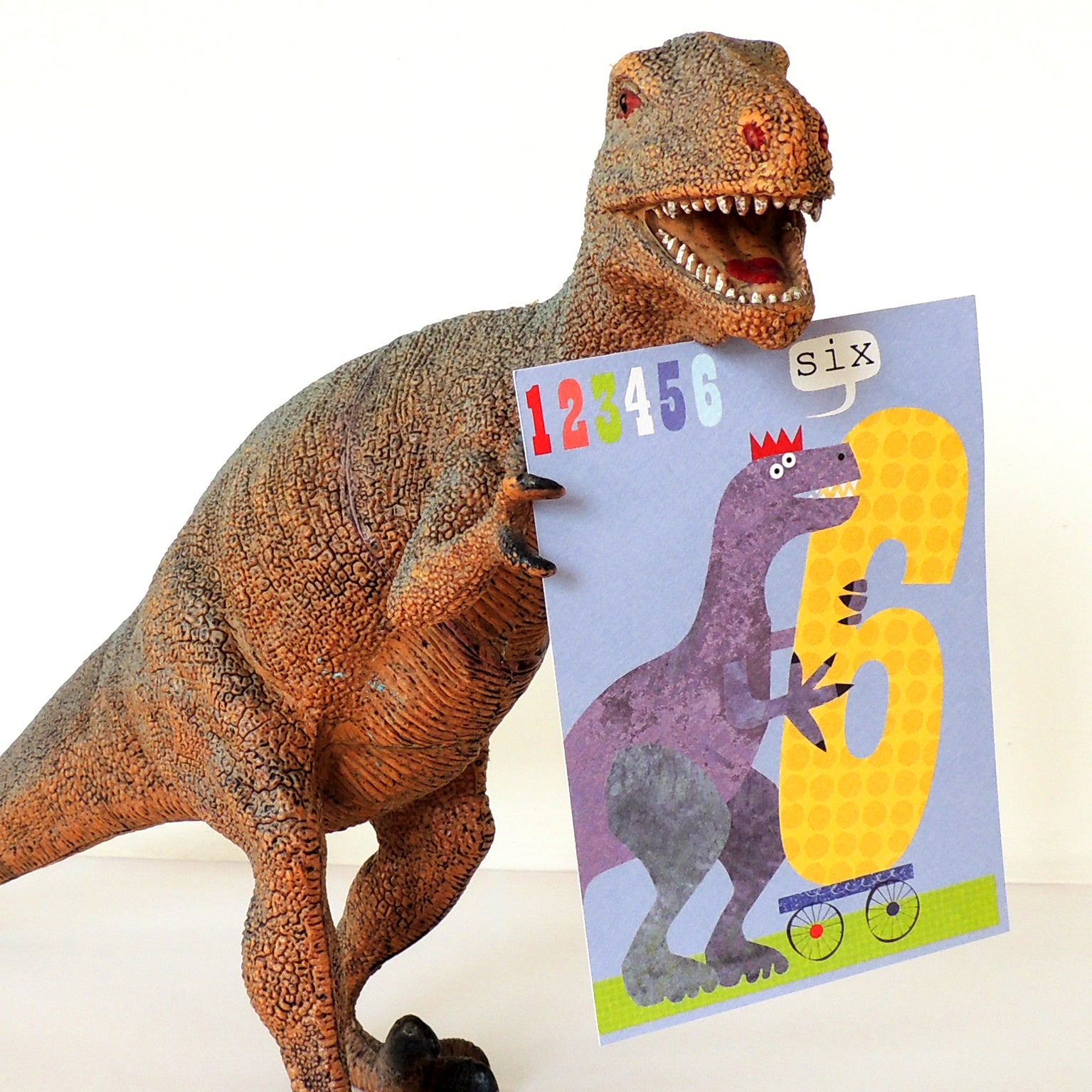 MM06 six dinosaur 6th birthday card