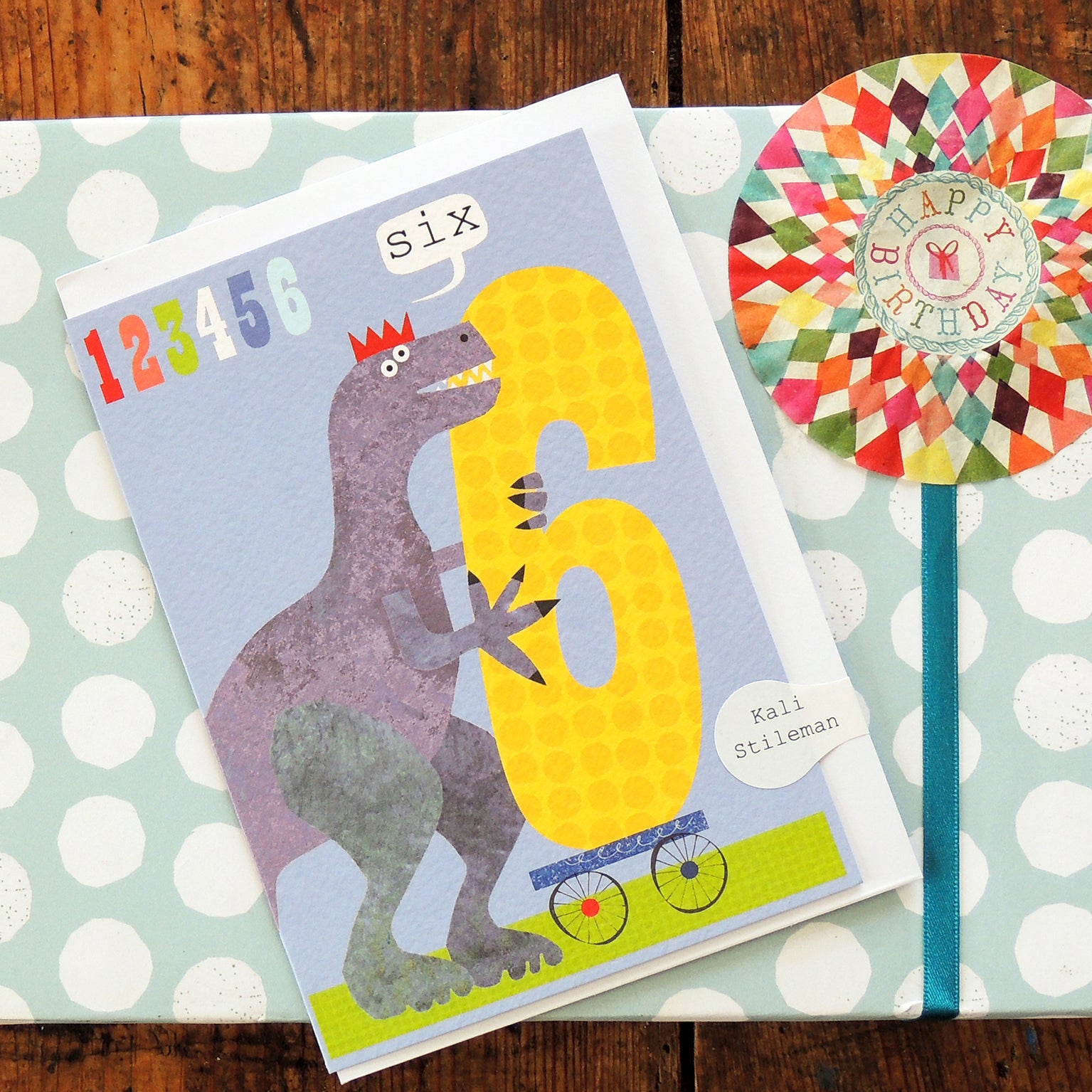 MM06 six dinosaur 6th birthday card