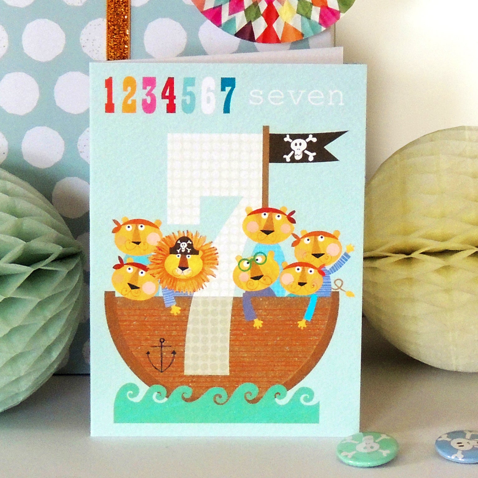 MM07 seven pirates 7th birthday card