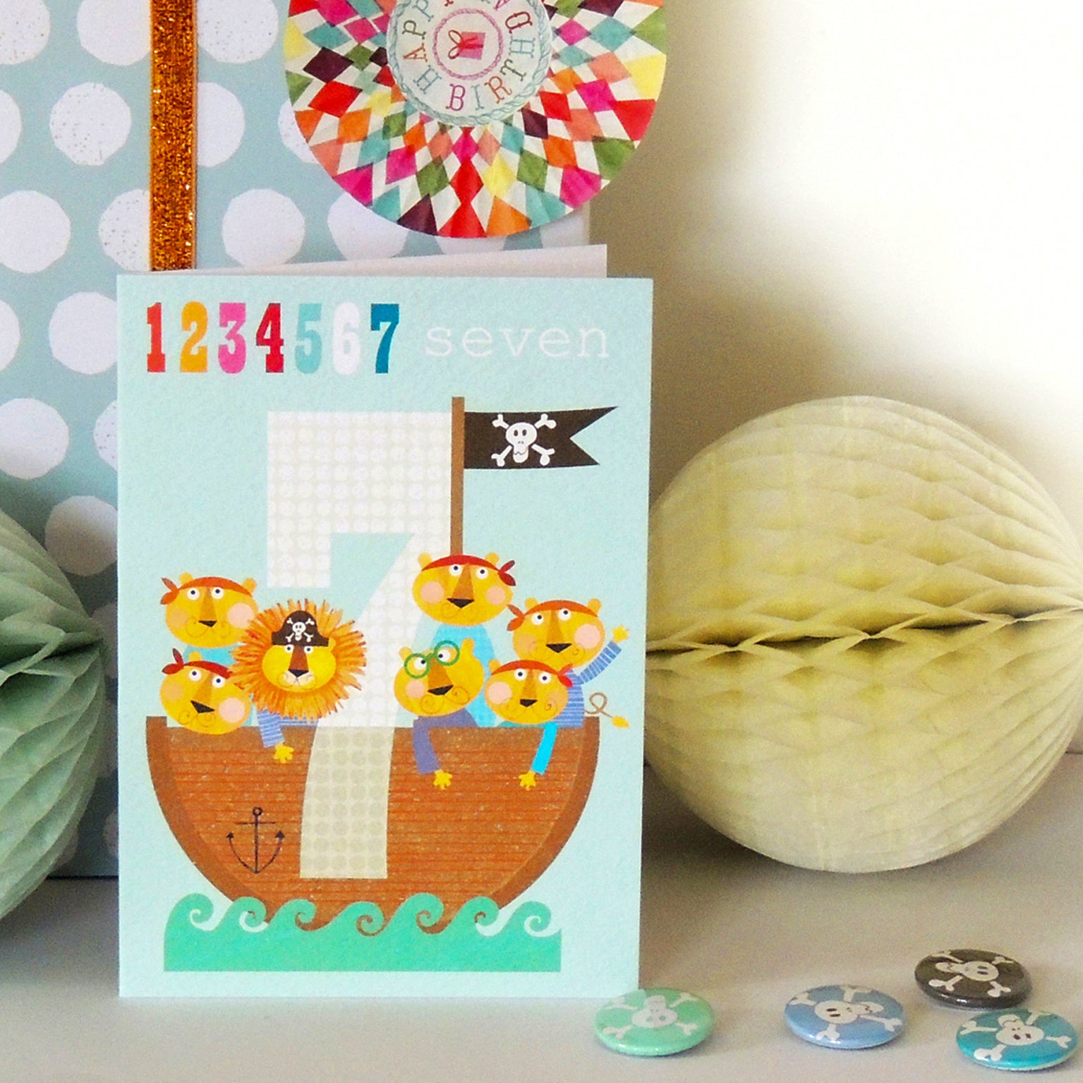 MM07 seven pirates 7th birthday card