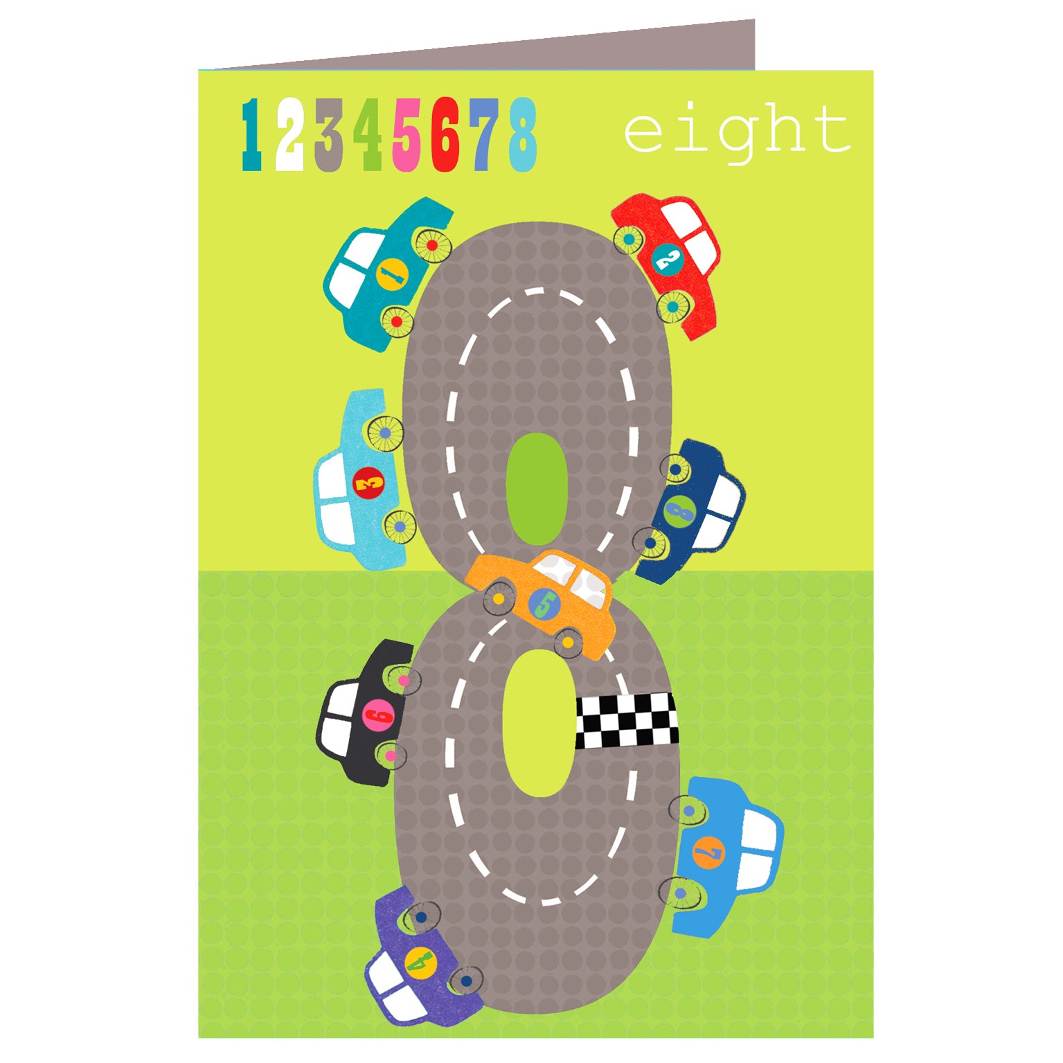 MM08 eight cars 8th birthday card