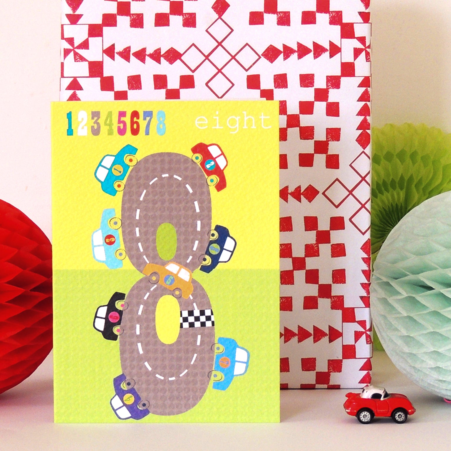 MM08 eight cars 8th birthday card