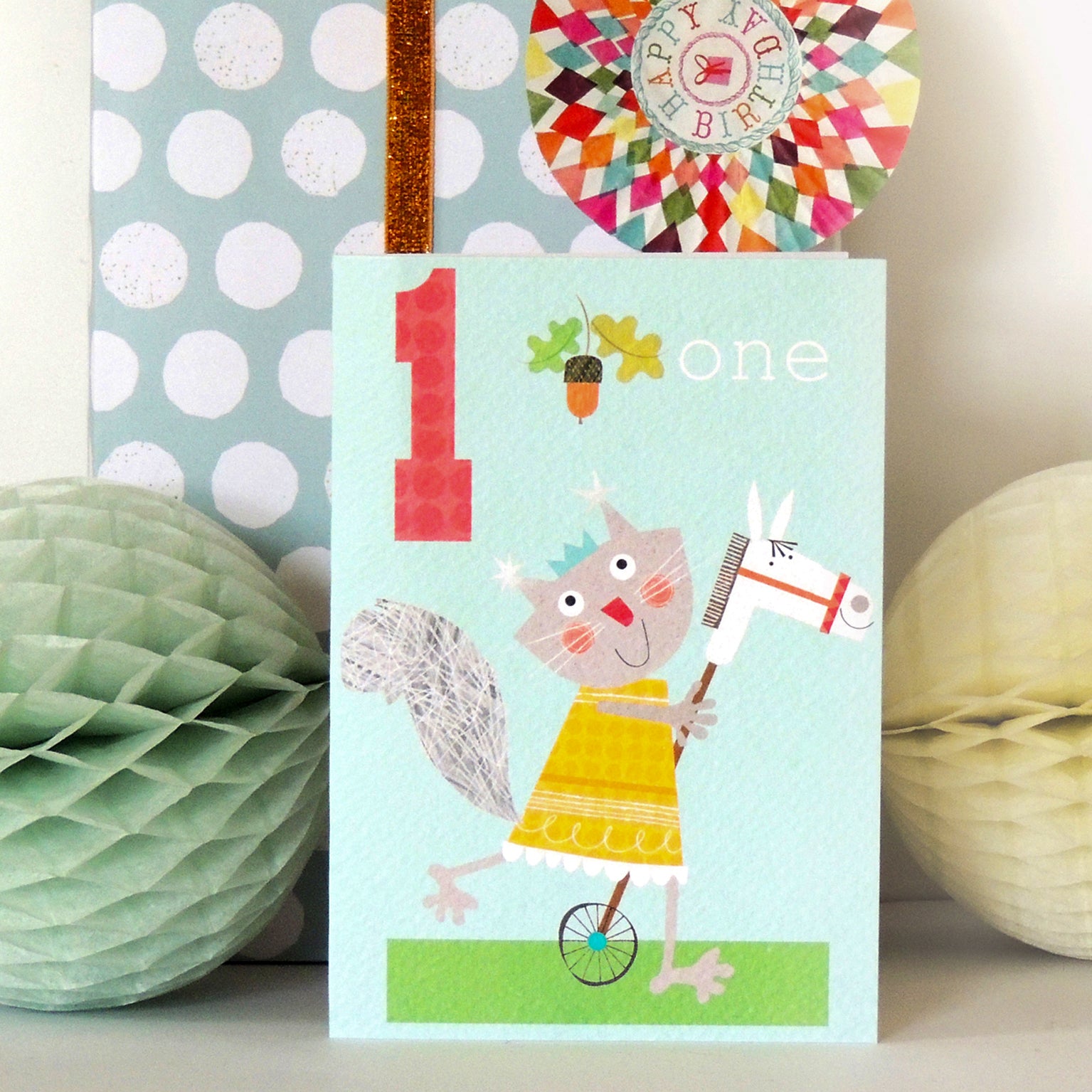 MM09 one squirrel 1st birthday card