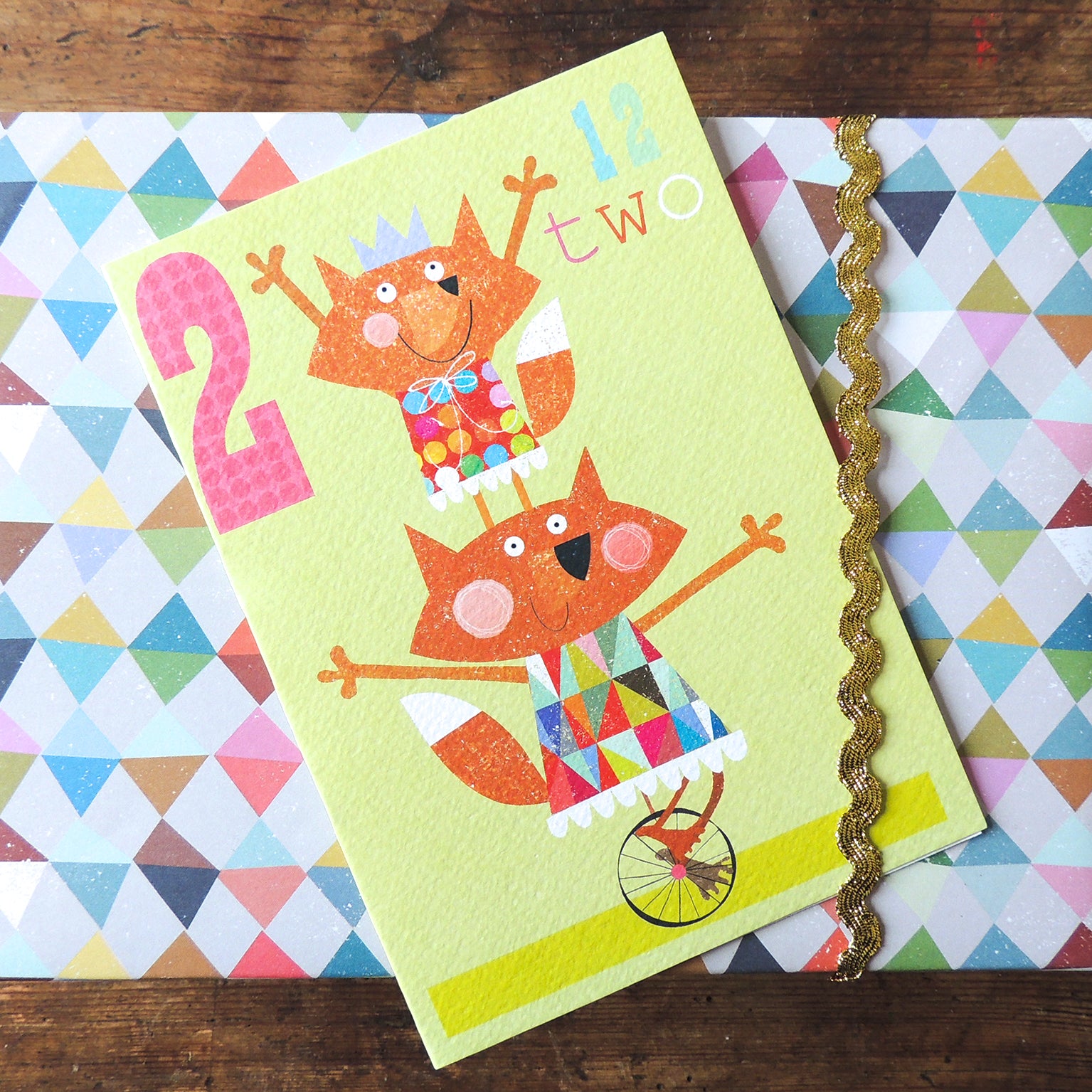 MM10 two foxes 2nd birthday card