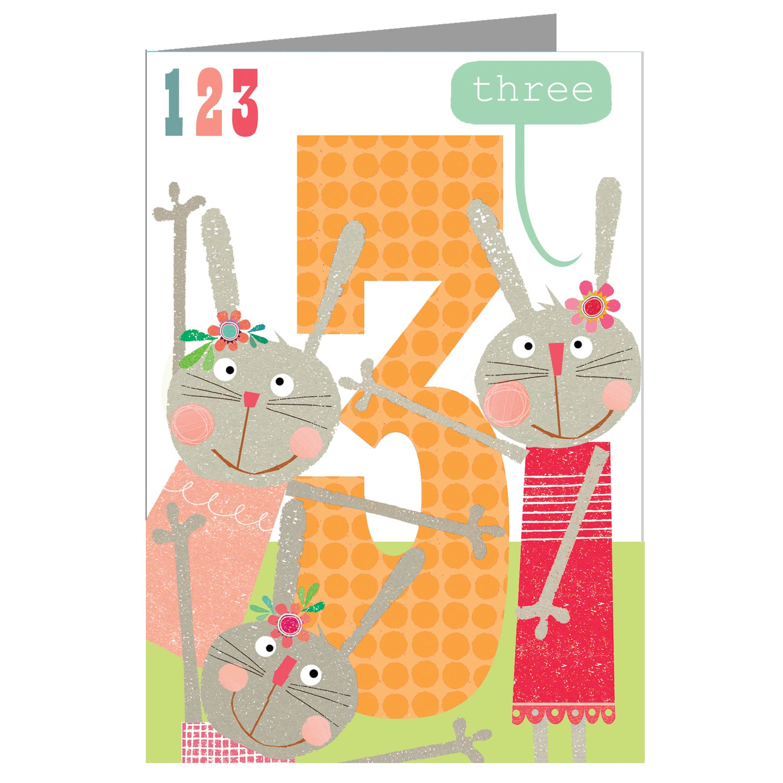 MM11 three rabbits 3rd birthday card