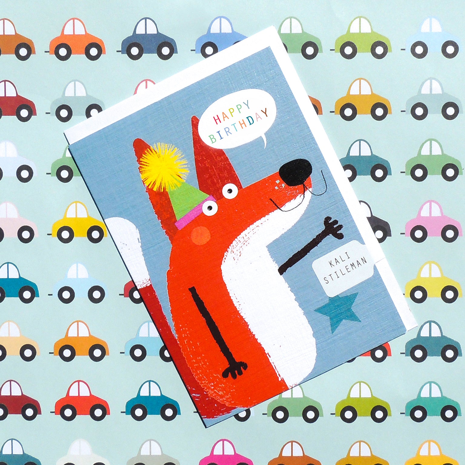 MT04 birthday fox greetings card